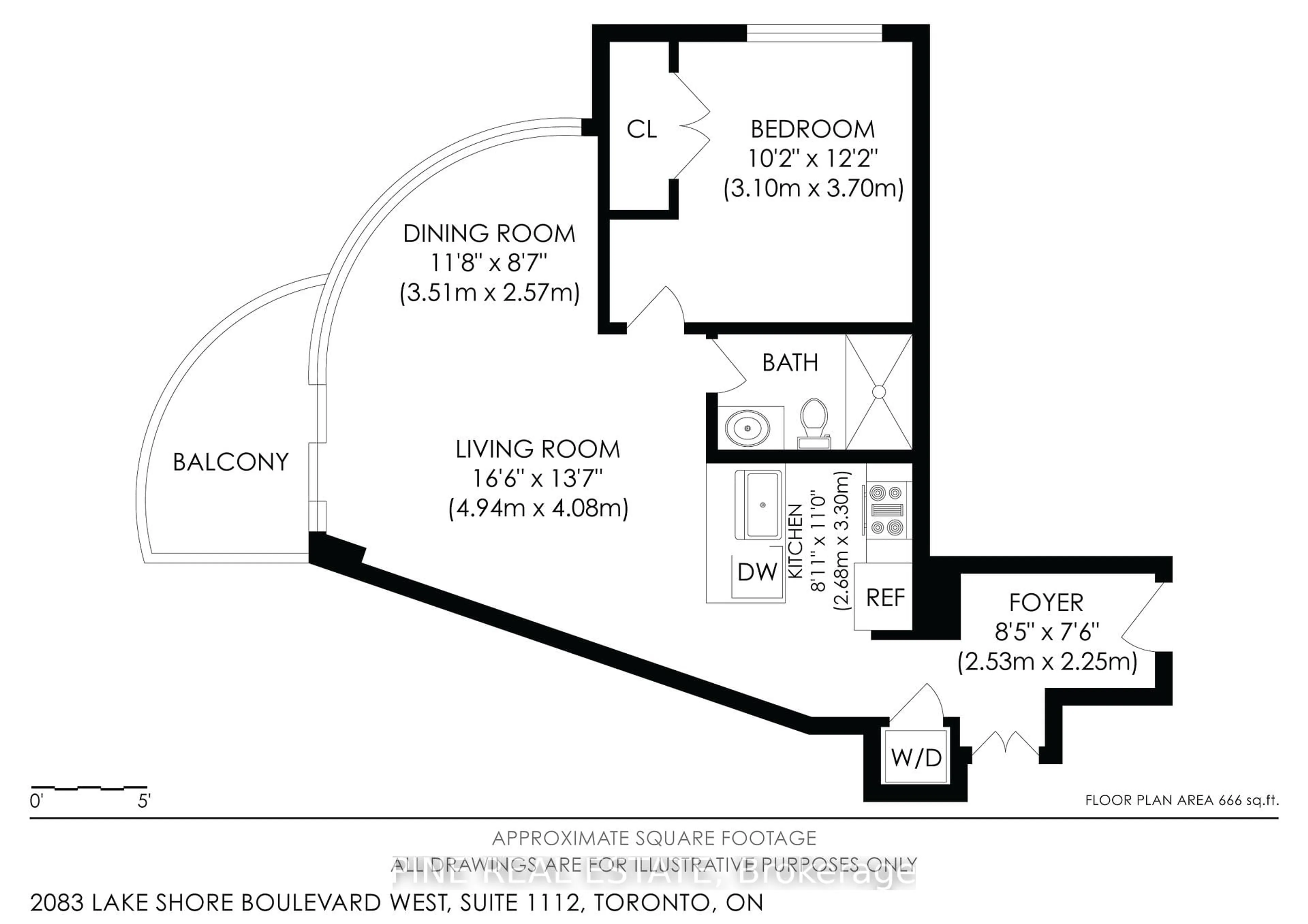 Floor plan for 2083 Lake shore Blvd #1112, Toronto Ontario M8V 4G2