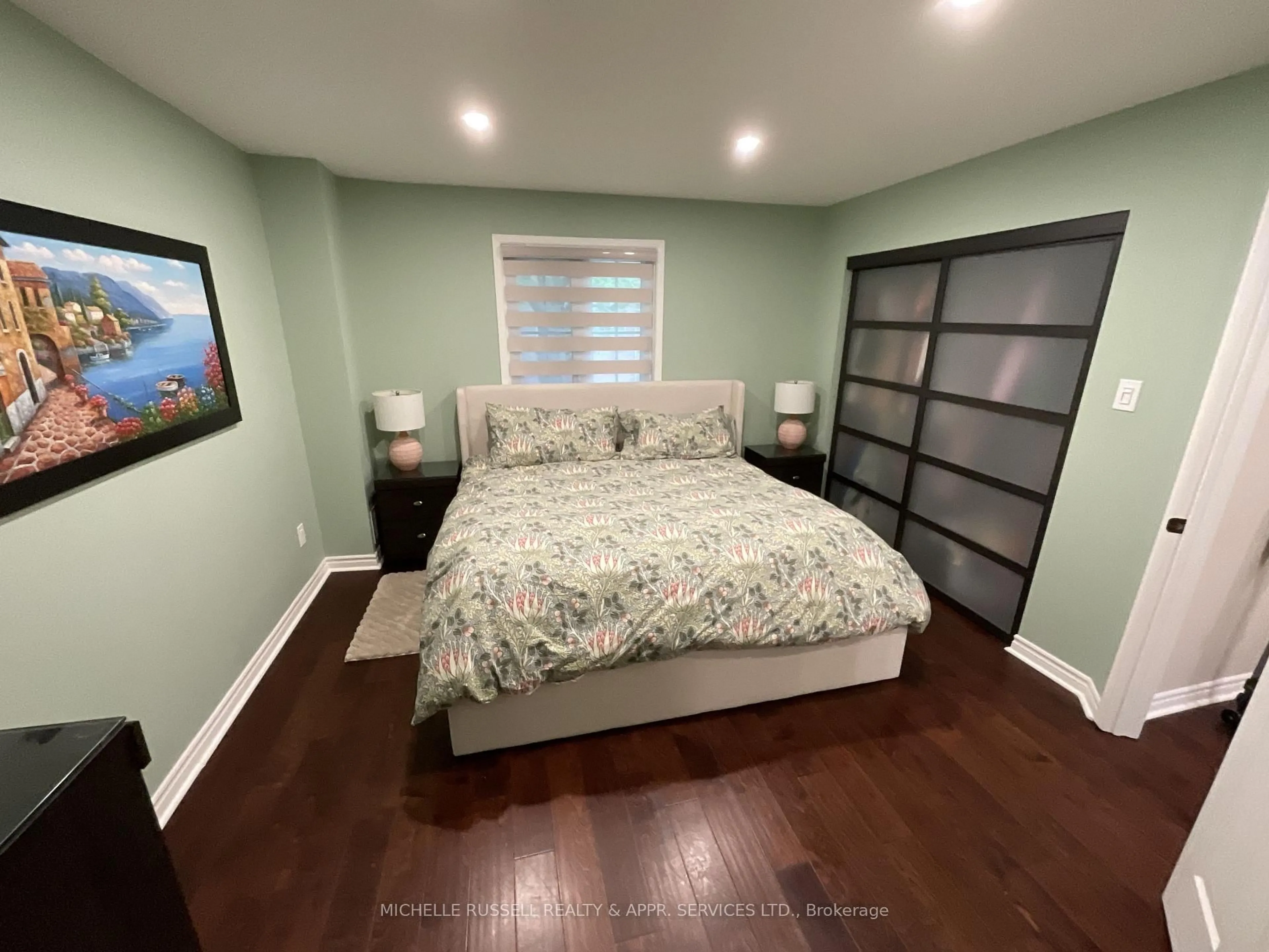 Bedroom with bed, wood/laminate floor for 2110 Cleaver Ave #244, Burlington Ontario L7M 3Z3