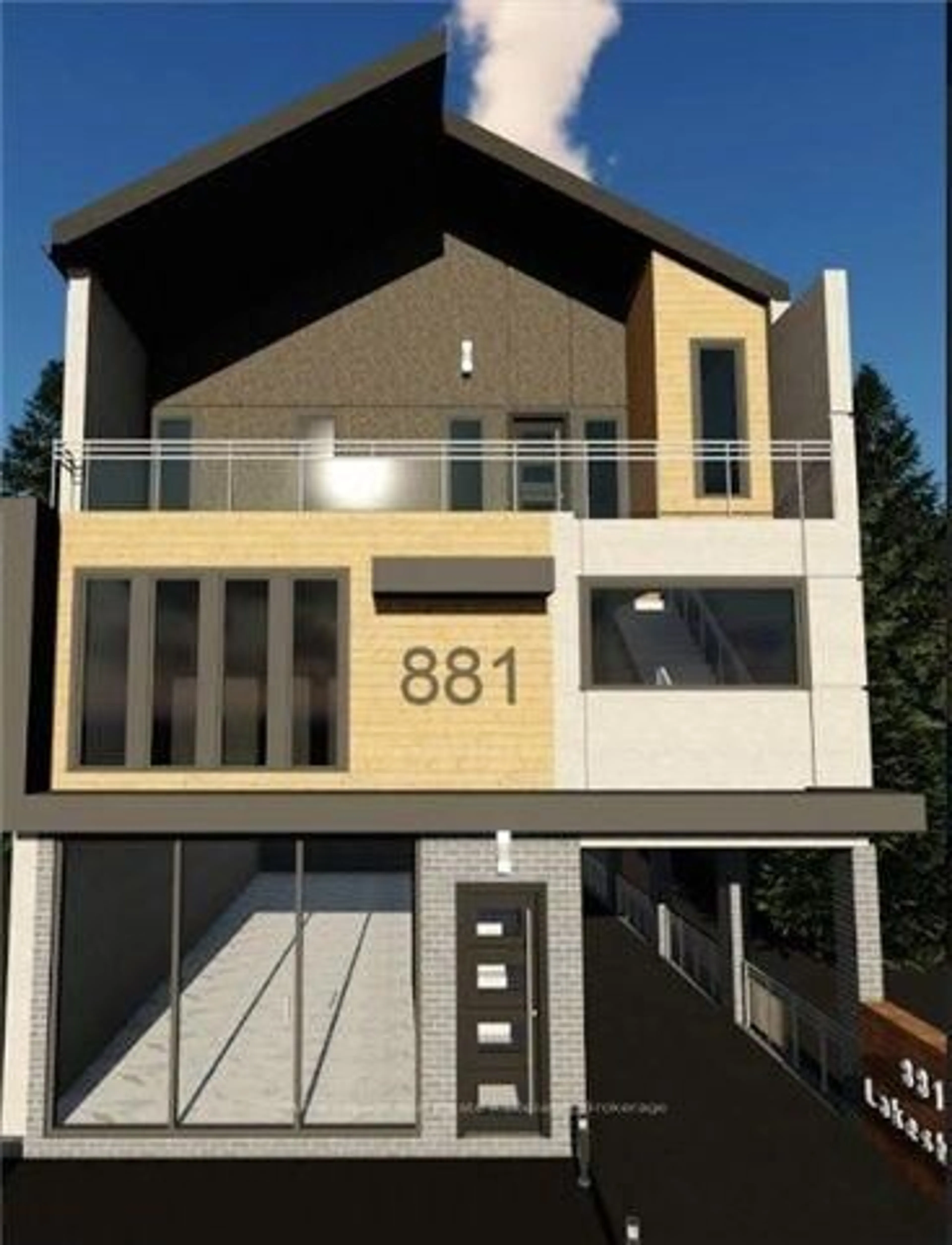 Home with vinyl exterior material, street for 881 Lakeshore Rd, Mississauga Ontario L5E 1E2