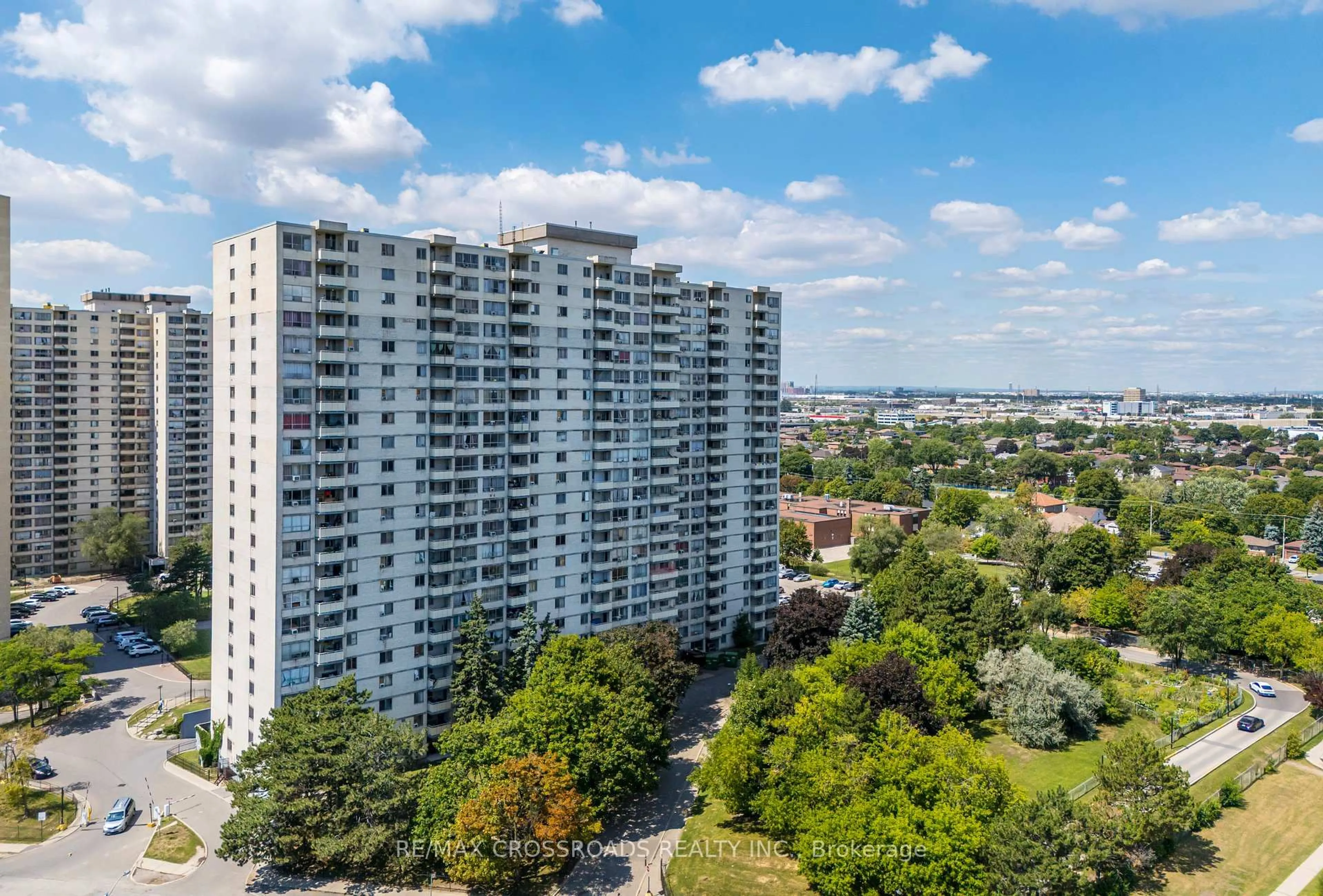 A pic from outside/outdoor area/front of a property/back of a property/a pic from drone, city buildings view from balcony for 320 Dixon Rd #806, Toronto Ontario M9R 1S8
