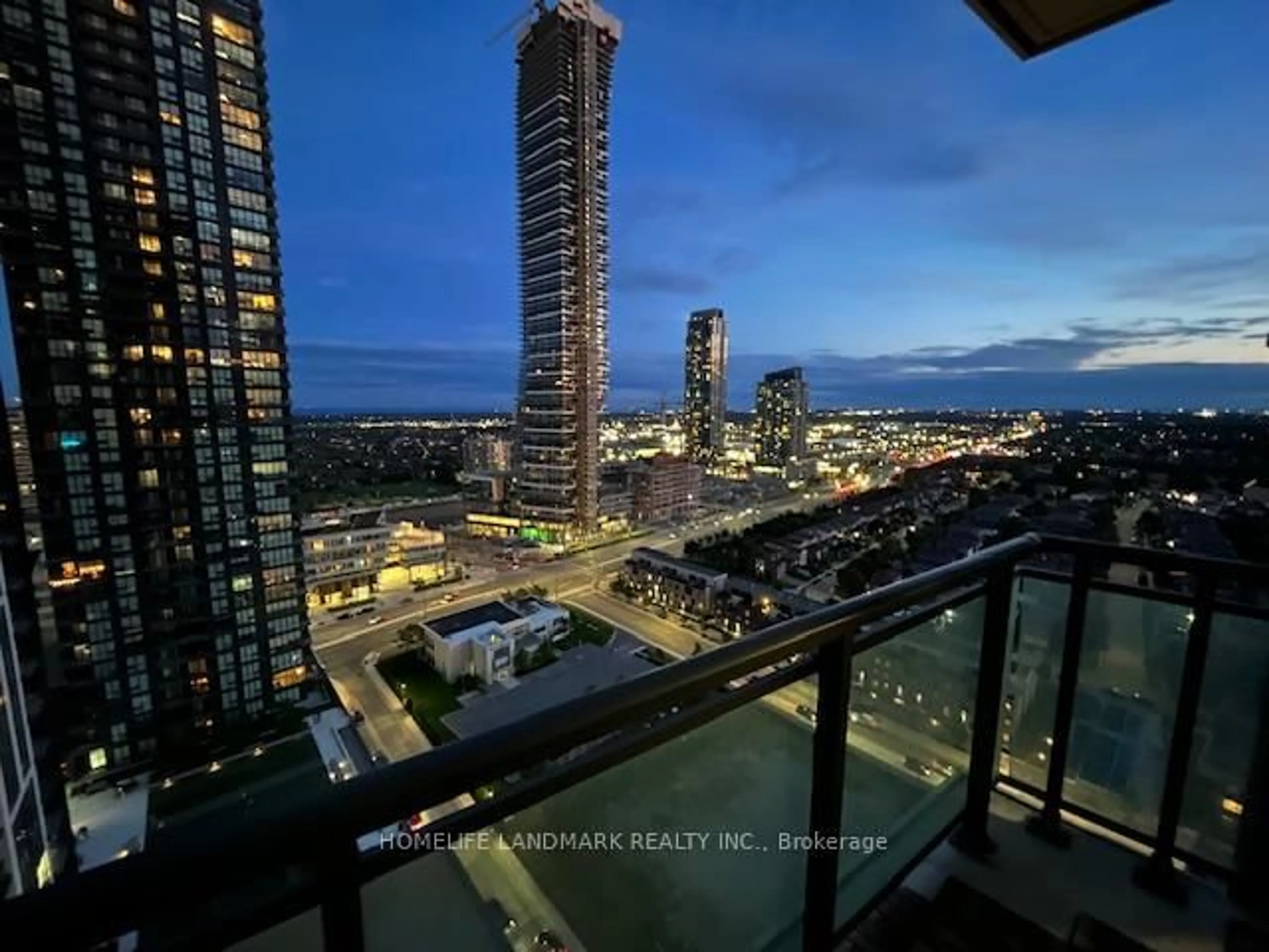 Balcony in the apartment, city buildings view from balcony for 4065 Brickstone Mews #2203, Mississauga Ontario L5B 0G3