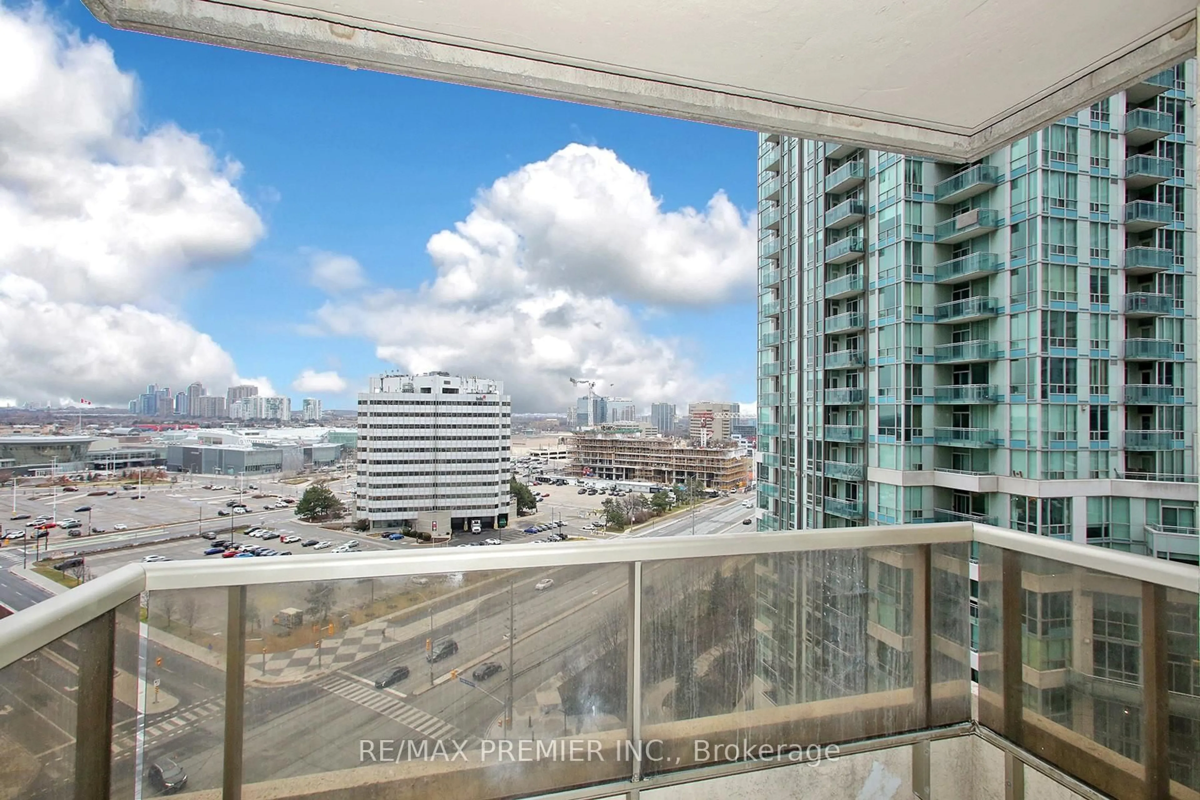 Balcony in the apartment, city buildings view from balcony for 3888 Duke of York Blvd #1422, Mississauga Ontario L5B 4P5