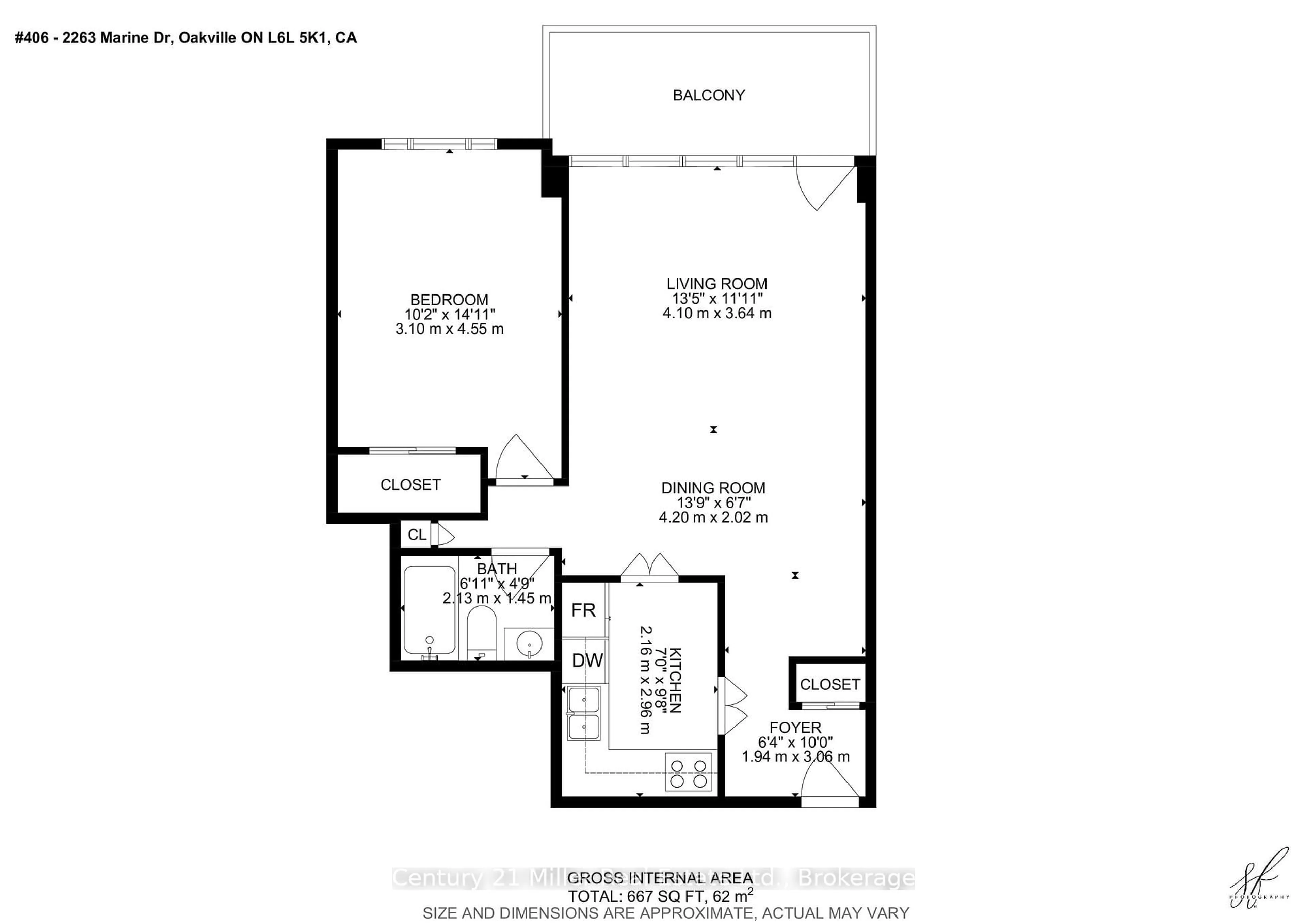 Floor plan for 2263 Marine Dr #406, Oakville Ontario L6L 5K1