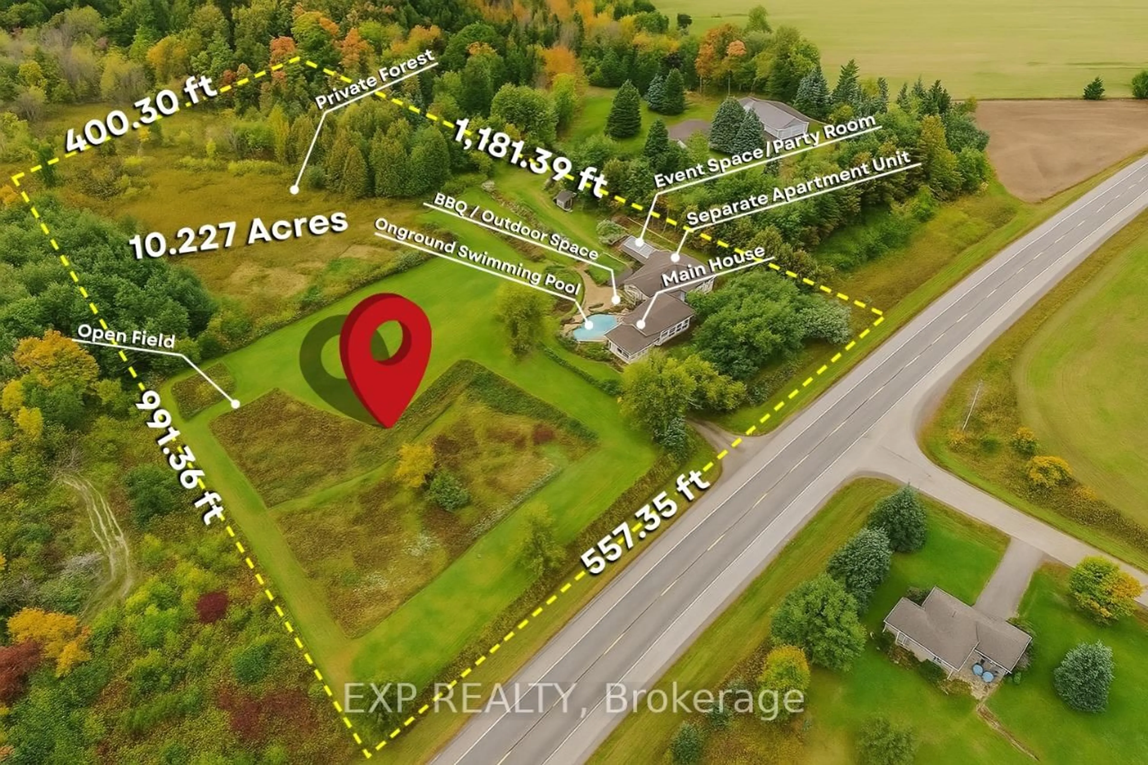A pic from outside/outdoor area/front of a property/back of a property/a pic from drone, unknown for 11433 Highway 9, Caledon Ontario L7E 0G6