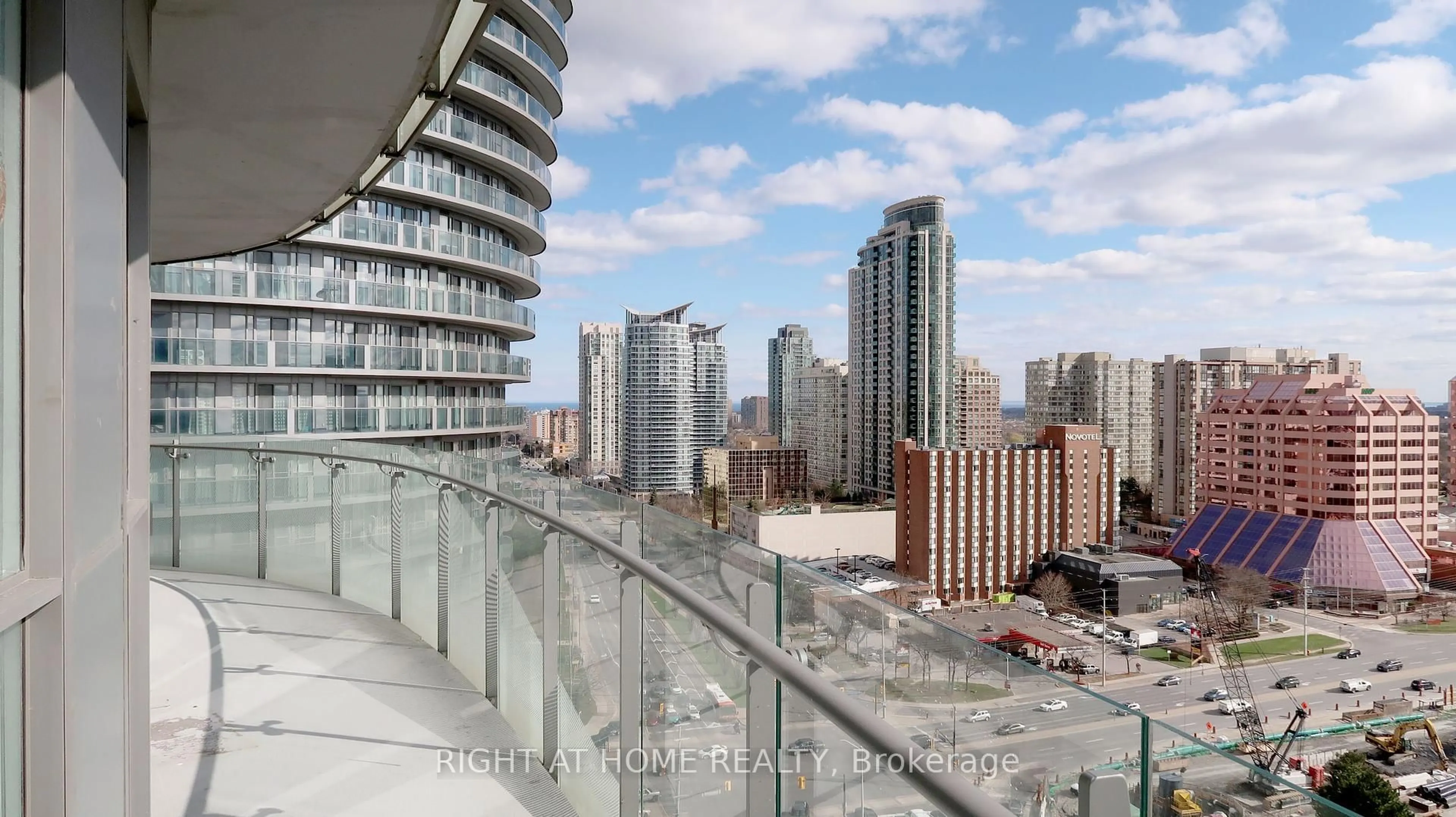 Balcony in the apartment, city buildings view from balcony for 50 Absolute Ave #1606, Mississauga Ontario L4Z 0A9
