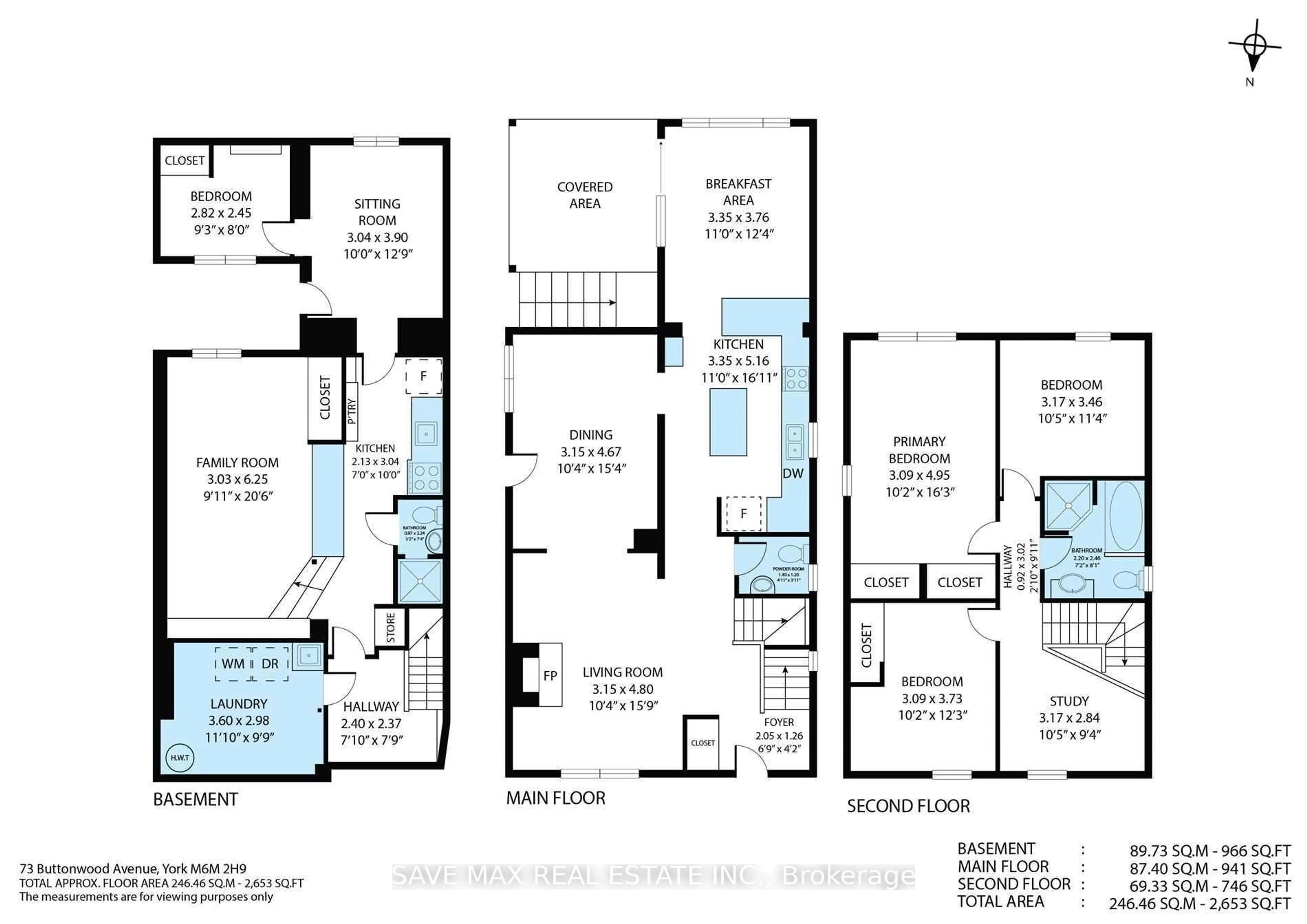 Floor plan for 73 Buttonwood Ave, Toronto Ontario M6M 2H9