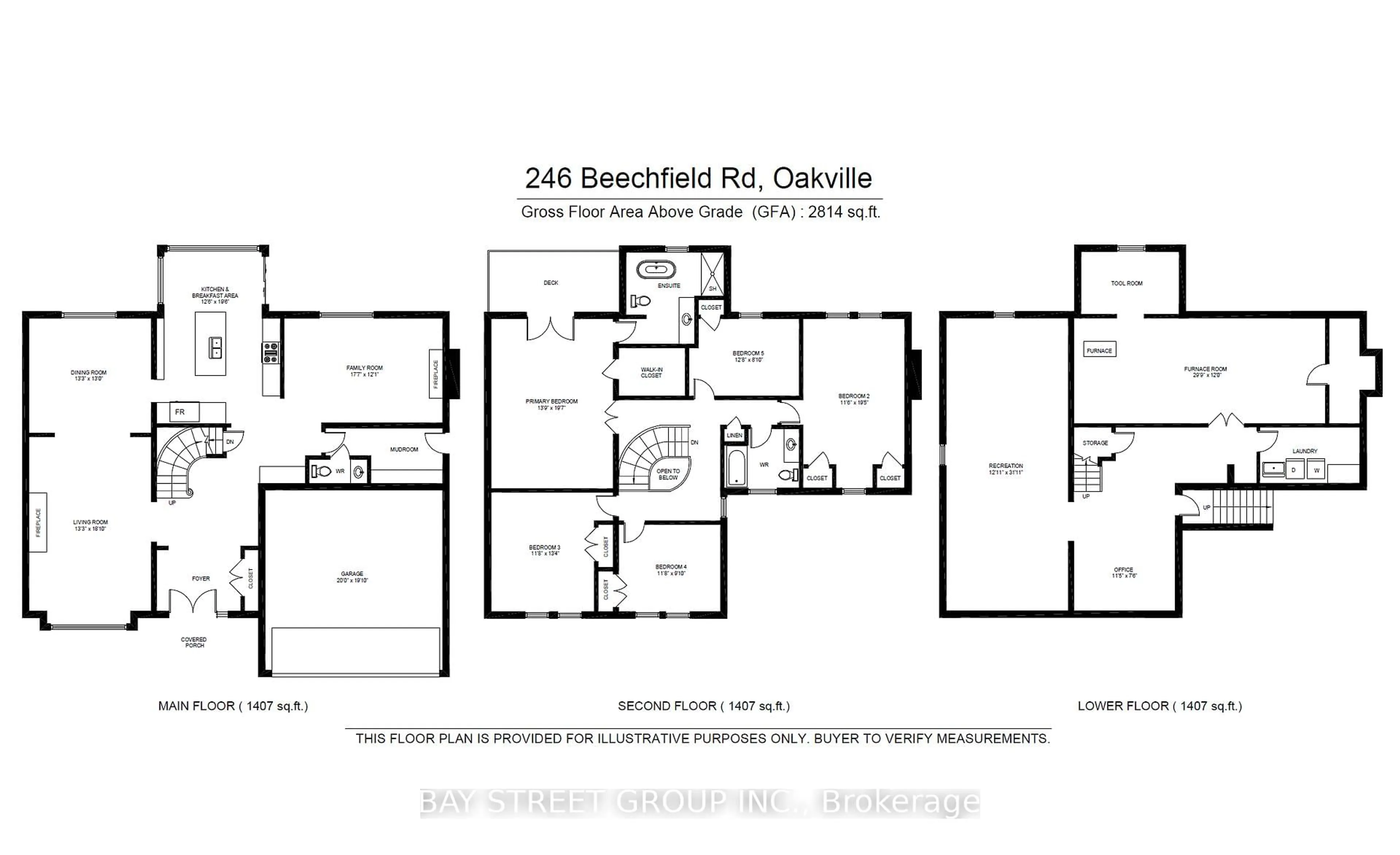 Floor plan for 246 BEECHFIELD Rd, Oakville Ontario L6J 5H7