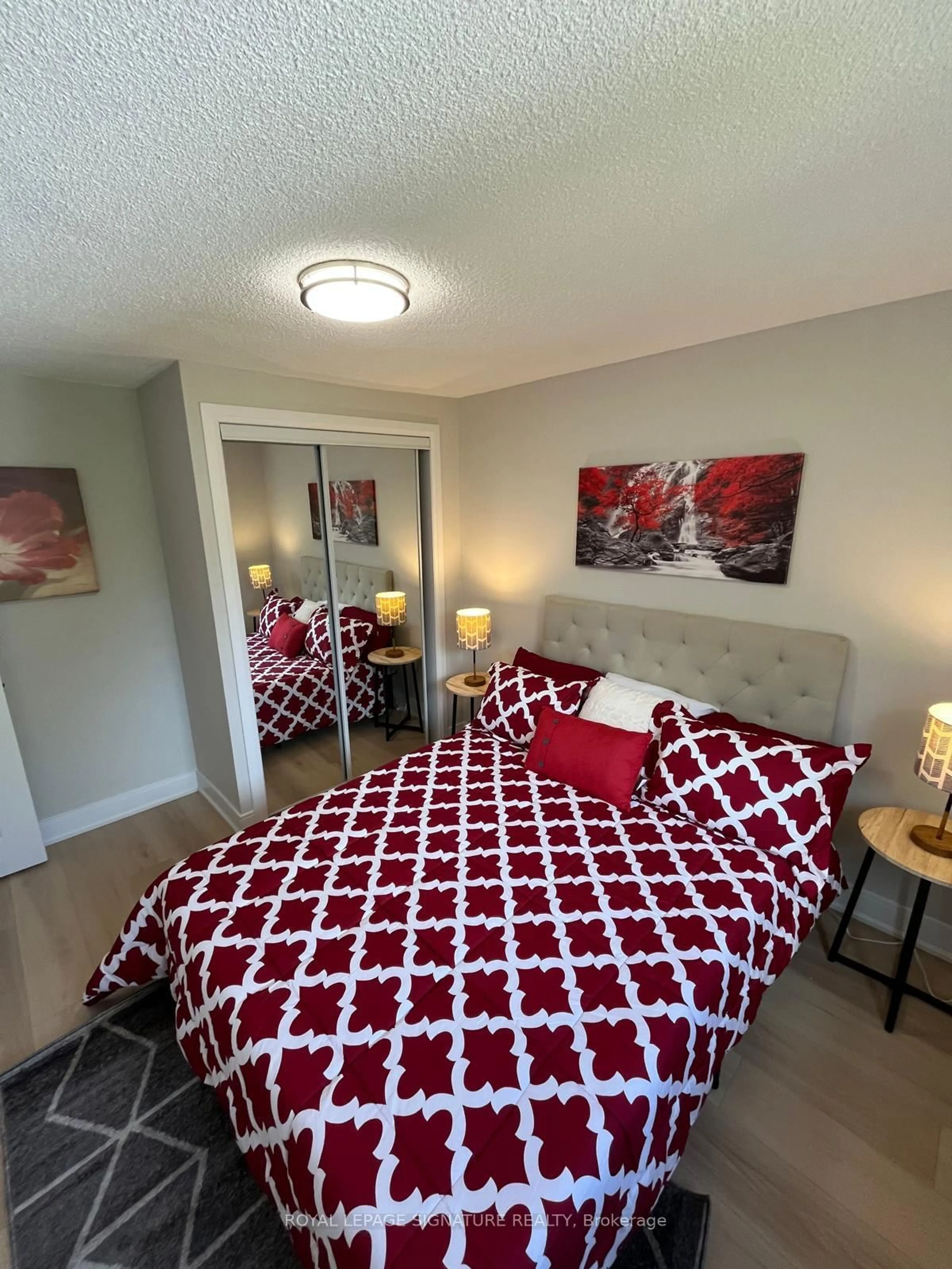 Bedroom with bed, carpet floor for 3175 Kirwin Ave #64, Mississauga Ontario L5A 3M4