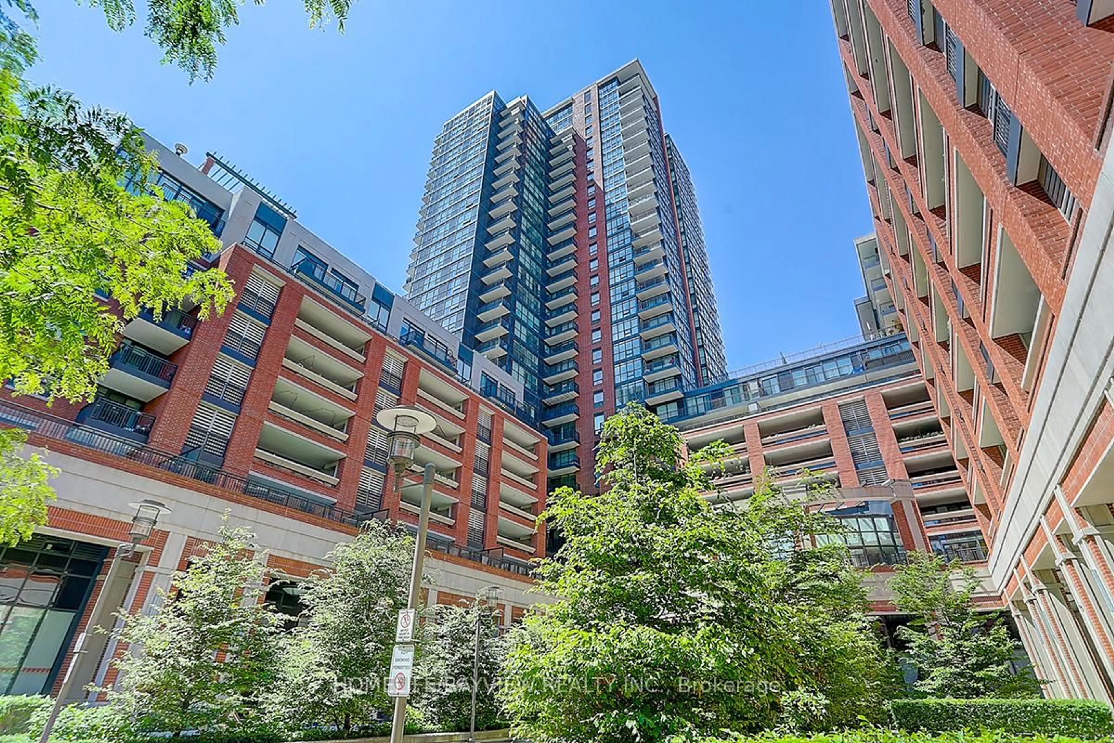 Patio, city buildings view from balcony for 830 Lawrence Ave #2204, Toronto Ontario M6A 0B6