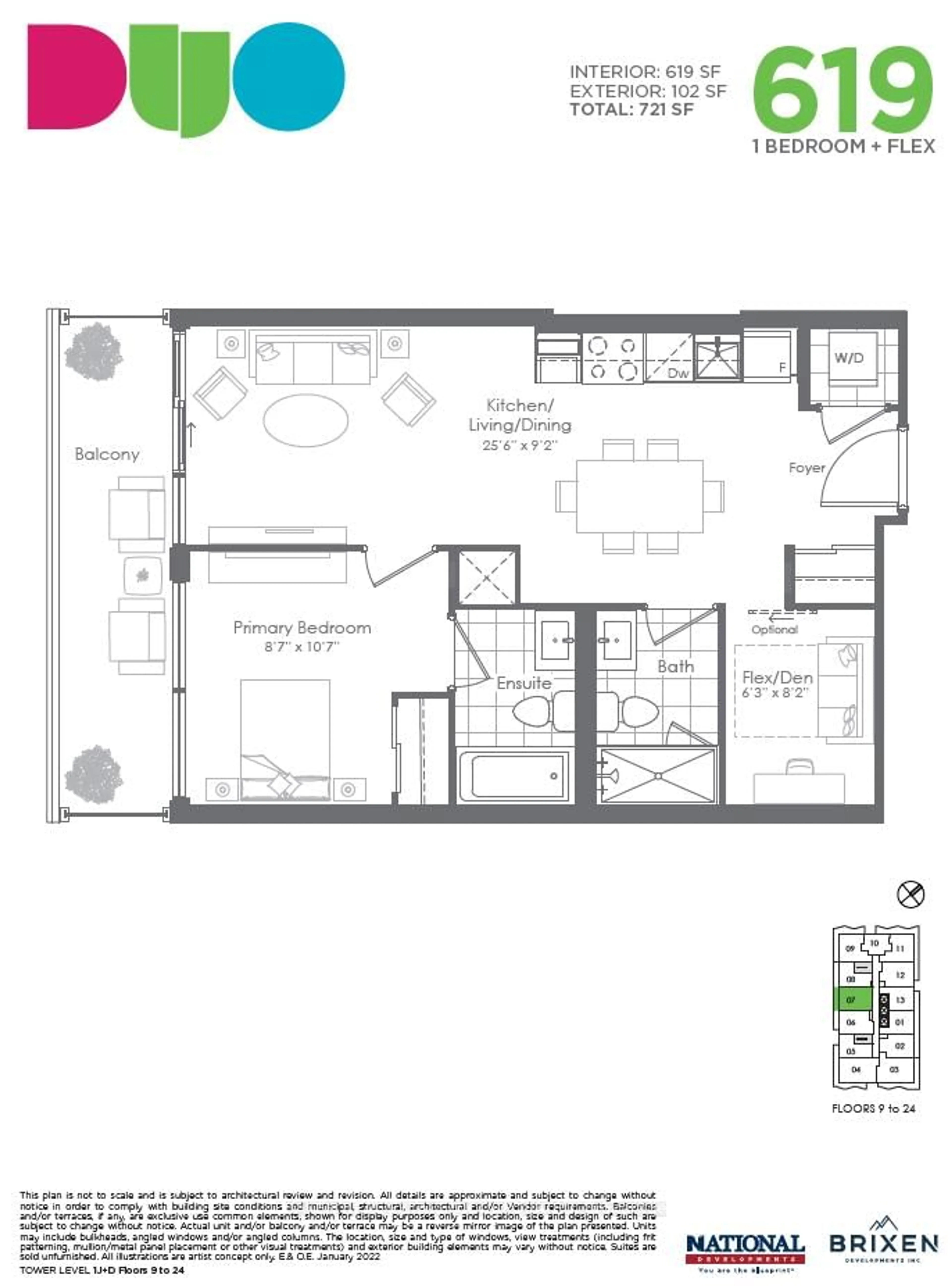 Floor plan for 260 Malta Ave #1907, Brampton Ontario L6Y 6L7