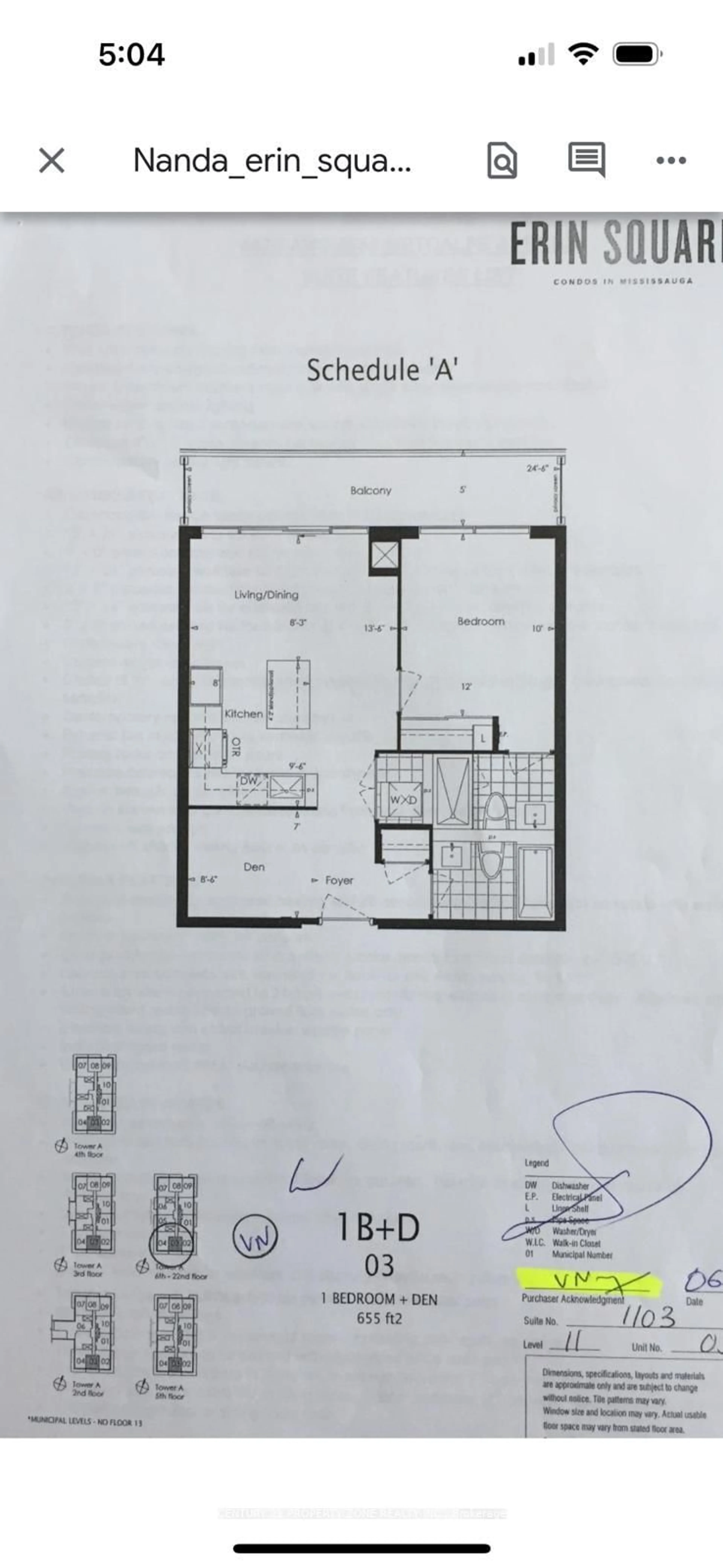 Floor plan for 4675 Metcalfe Ave #1103, Mississauga Ontario L5M 0Z8