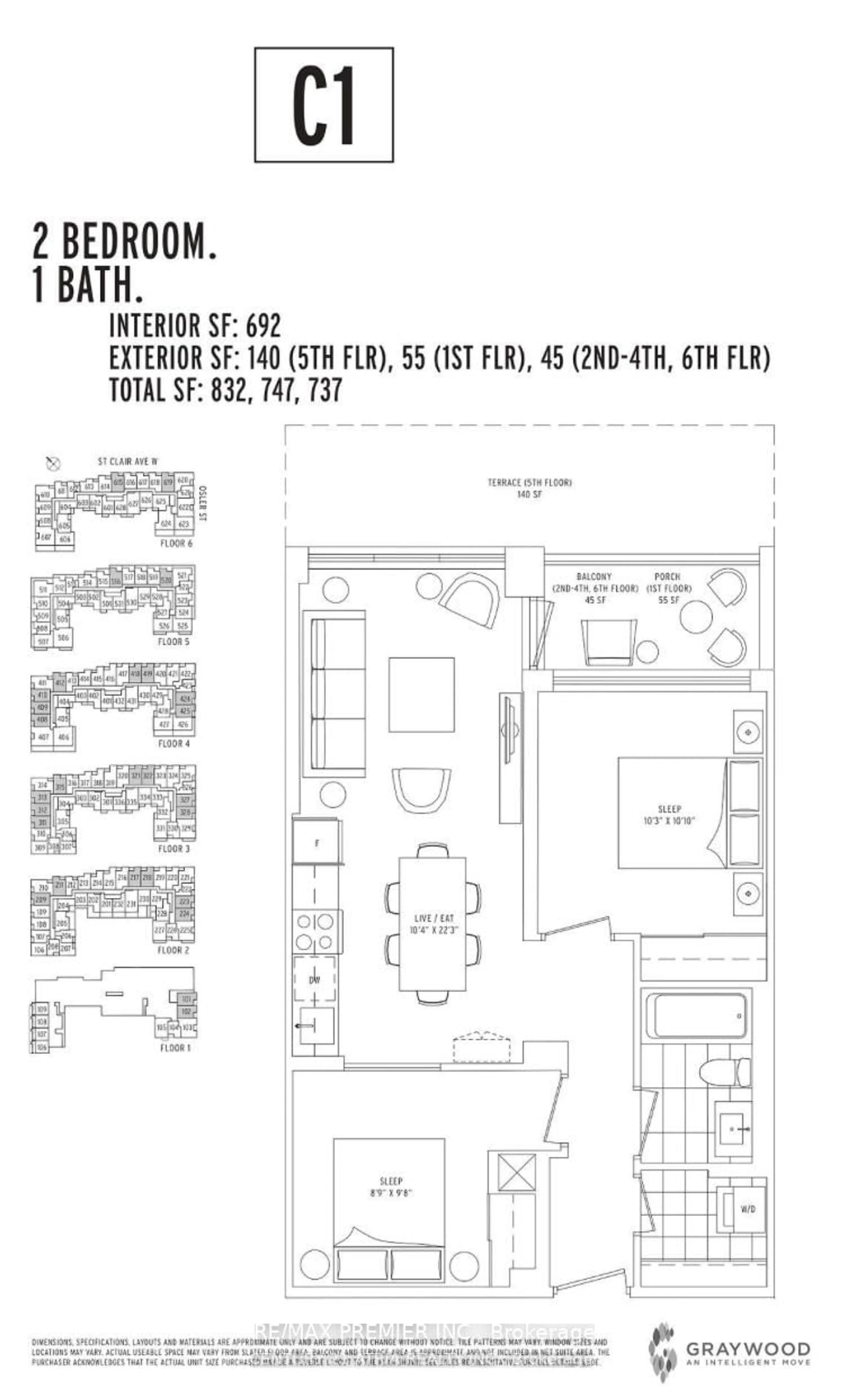 Floor plan for 1787 St. Clair Ave #311, Toronto Ontario M6N 0B7