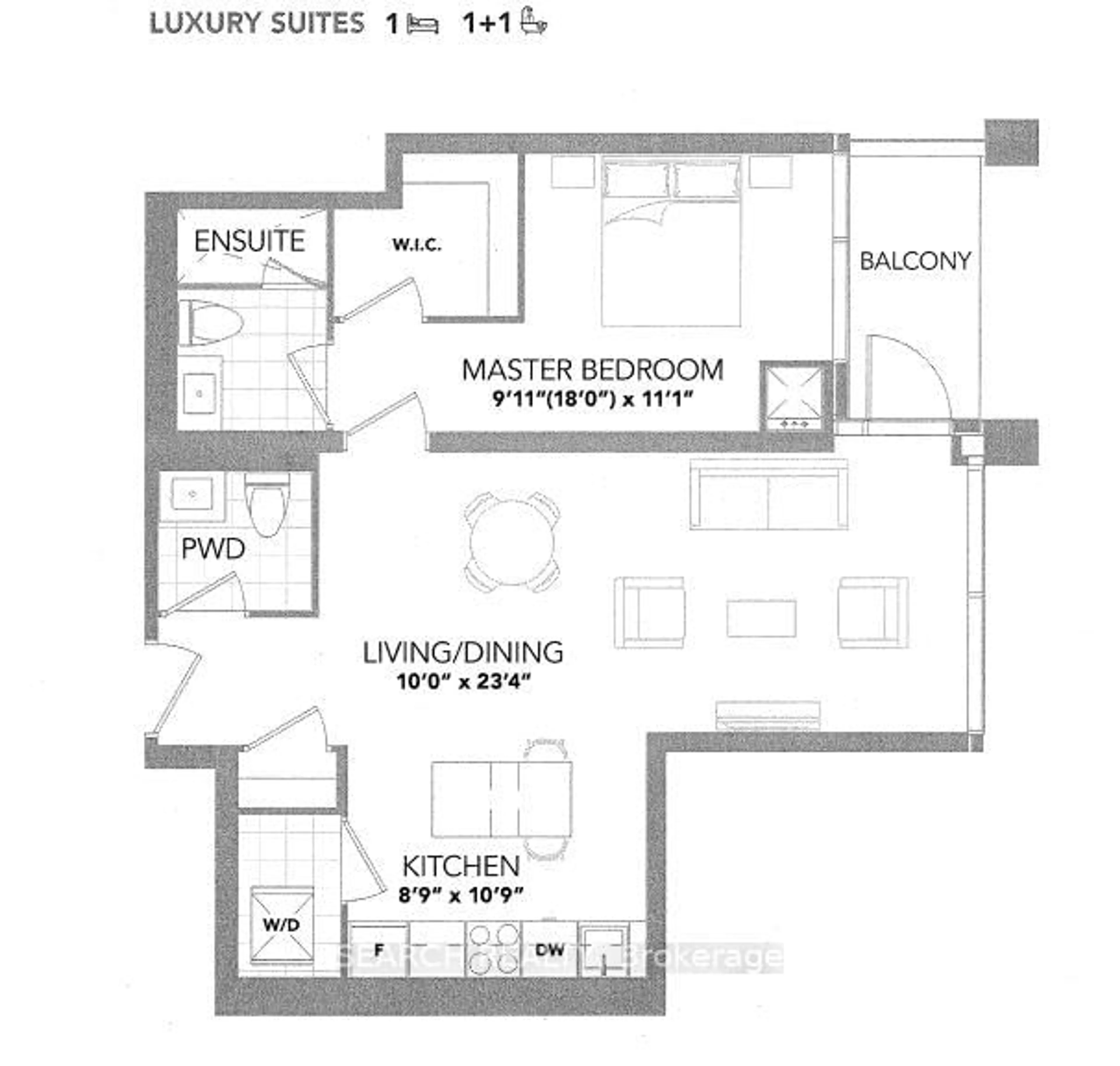 Floor plan for 1063 Douglas McCurdy Common #615, Mississauga Ontario L5G 4B1