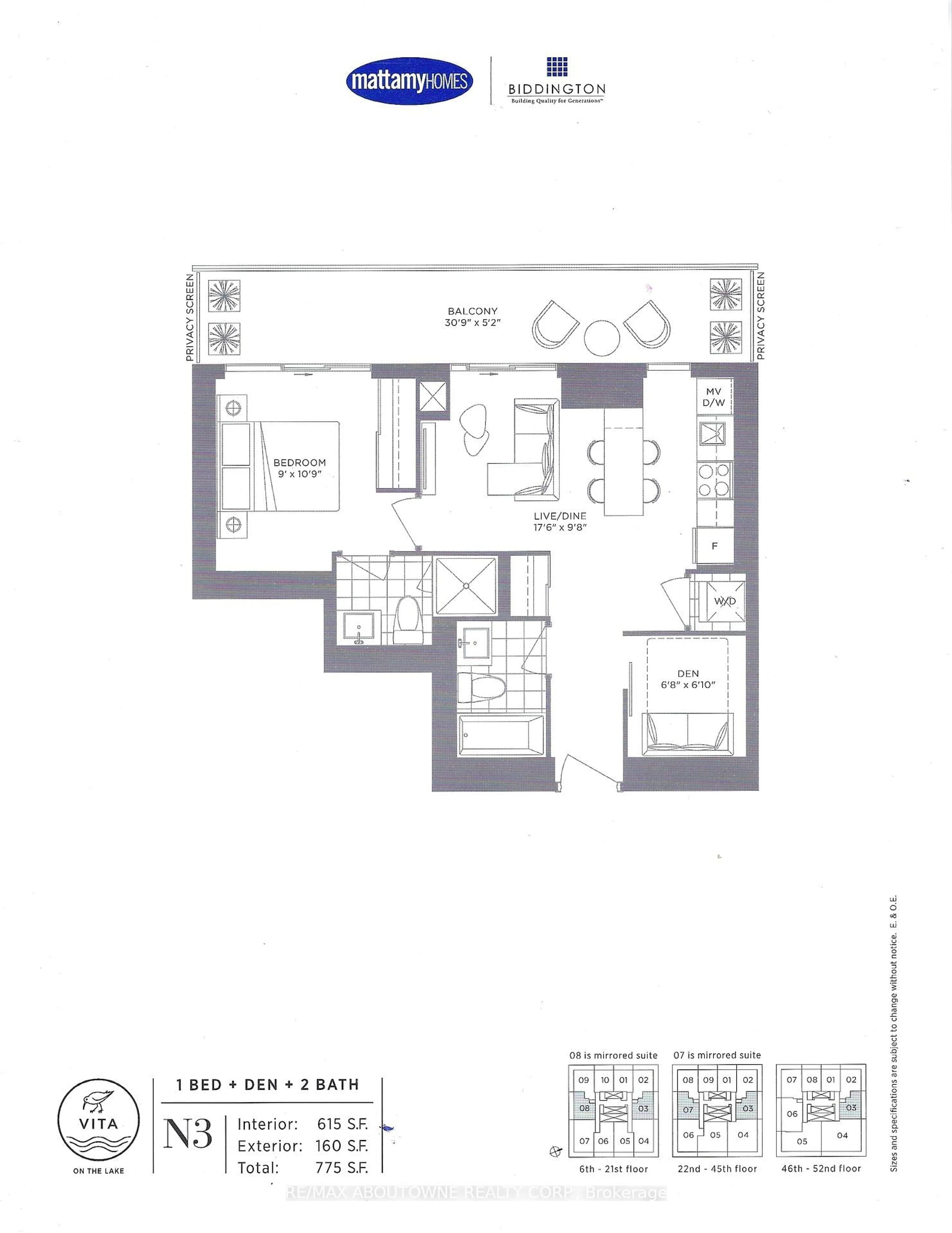 Floor plan for 70 Annie Craig Dr #5103, Toronto Ontario M8V 0G2