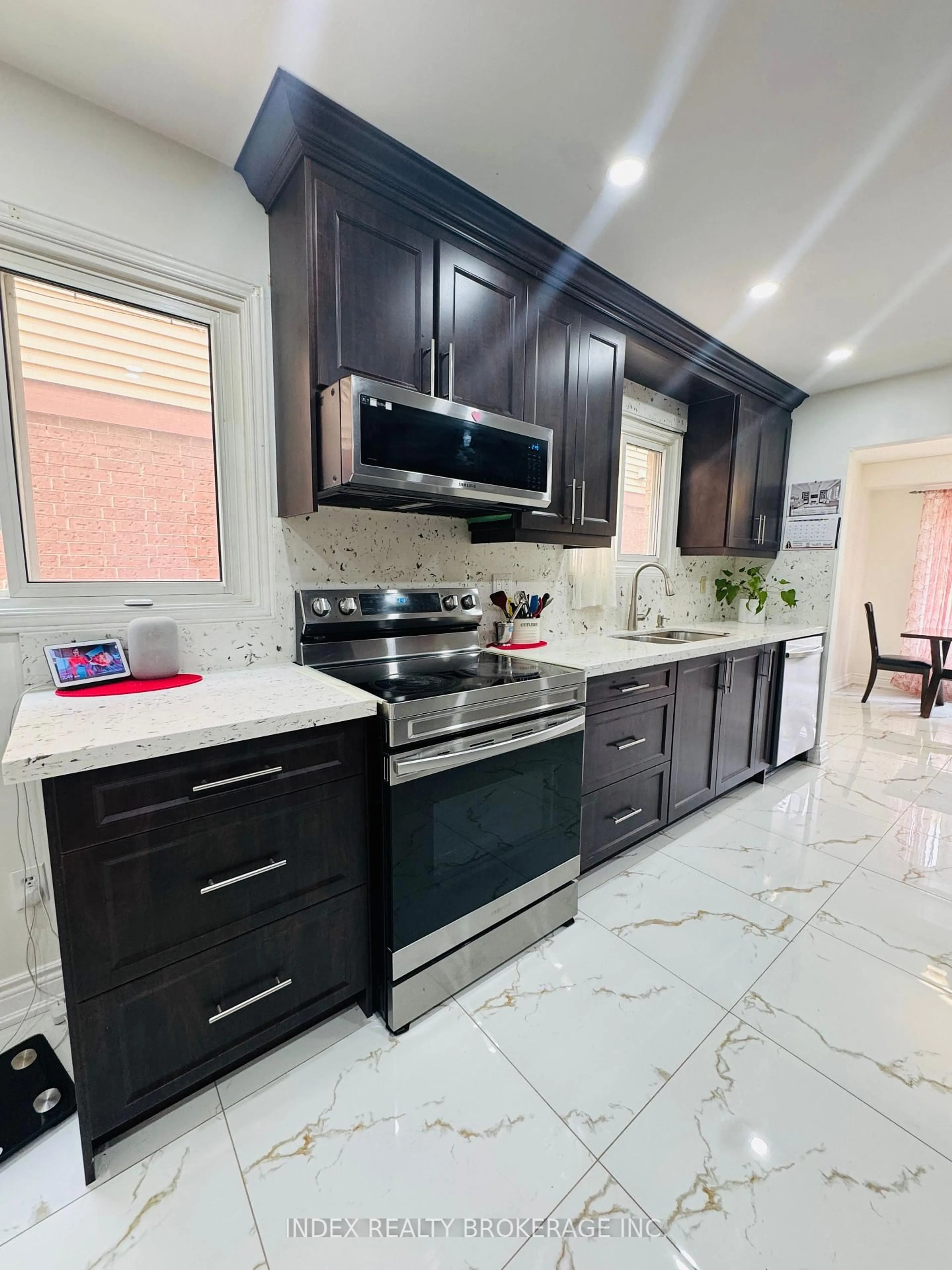 Contemporary kitchen, ceramic/tile floor for 56 Bridekirk Pl, Brampton Ontario L6Y 2V8