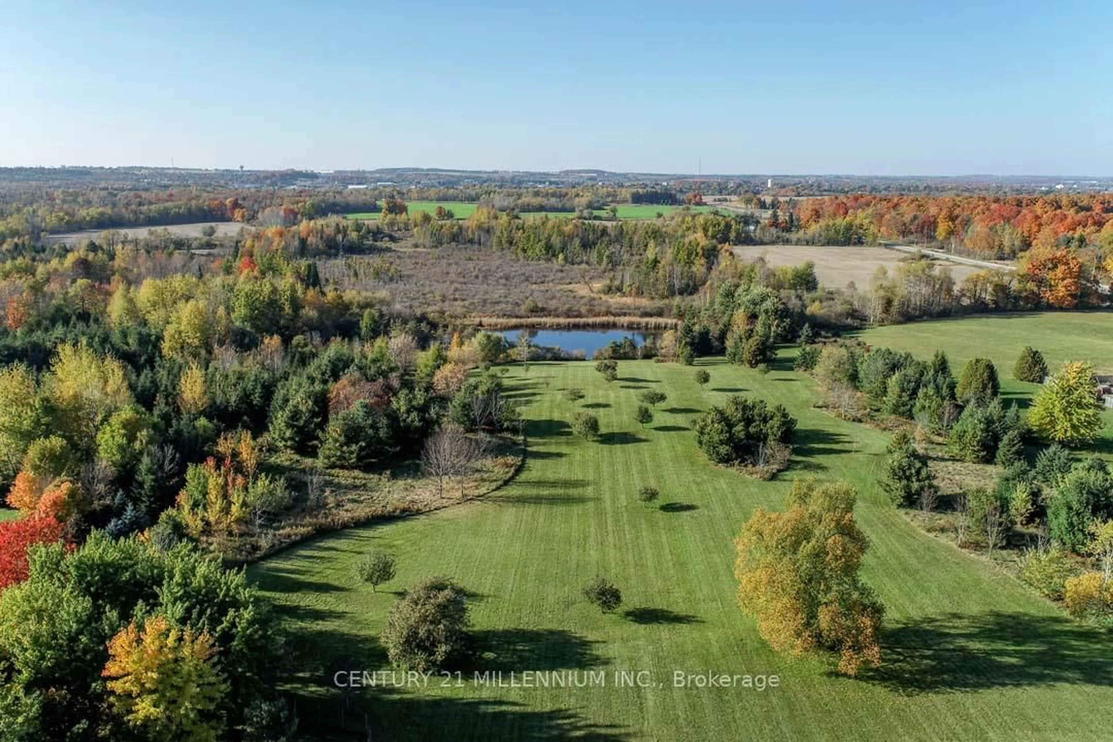 A pic from outside/outdoor area/front of a property/back of a property/a pic from drone, water/lake/river/ocean view for 4 Flaherty Lane, Caledon Ontario L7K 2P3