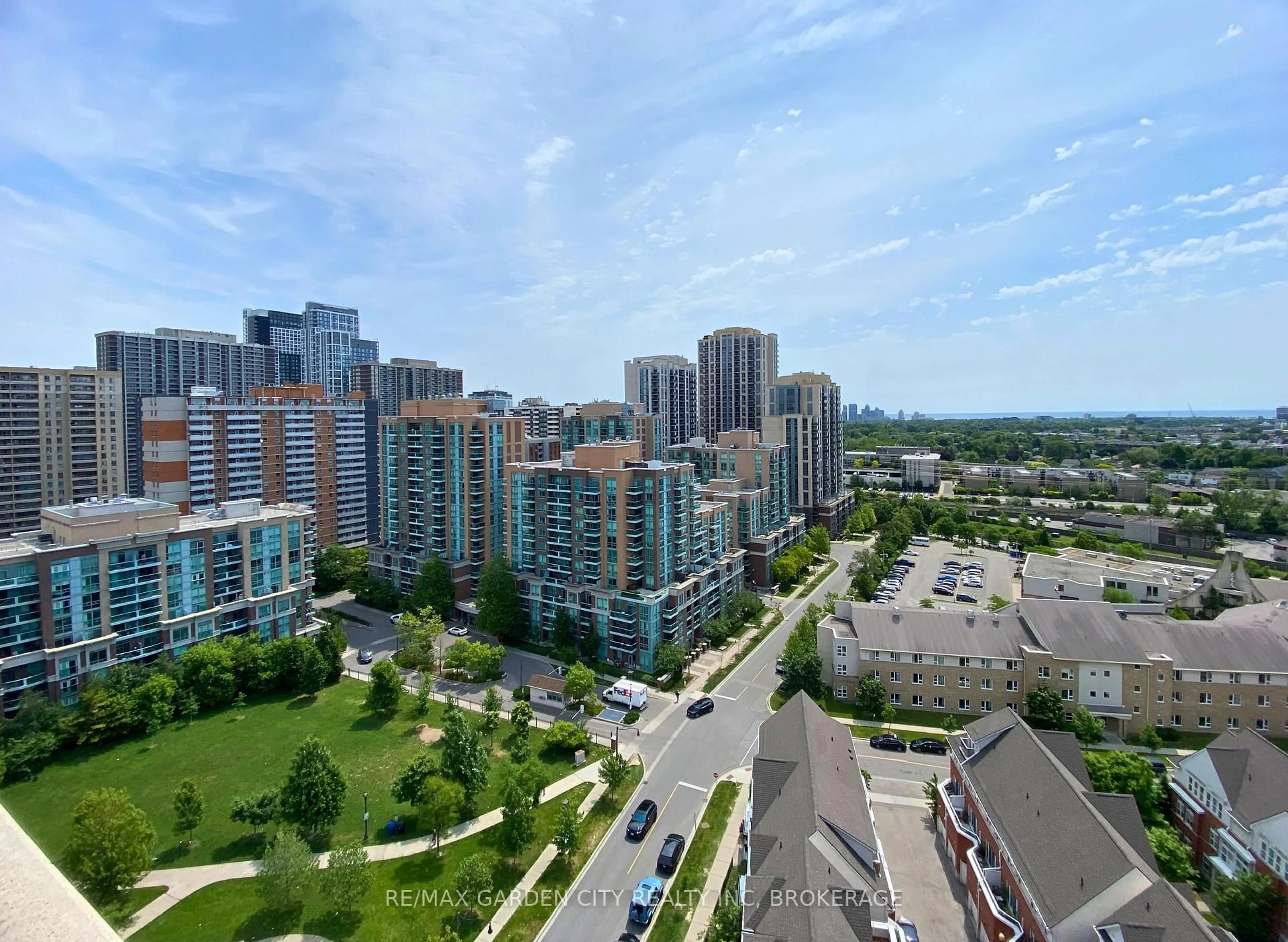 A pic from outside/outdoor area/front of a property/back of a property/a pic from drone, city buildings view from balcony for 5101 Dundas St #1402, Toronto Ontario M9A 5G8