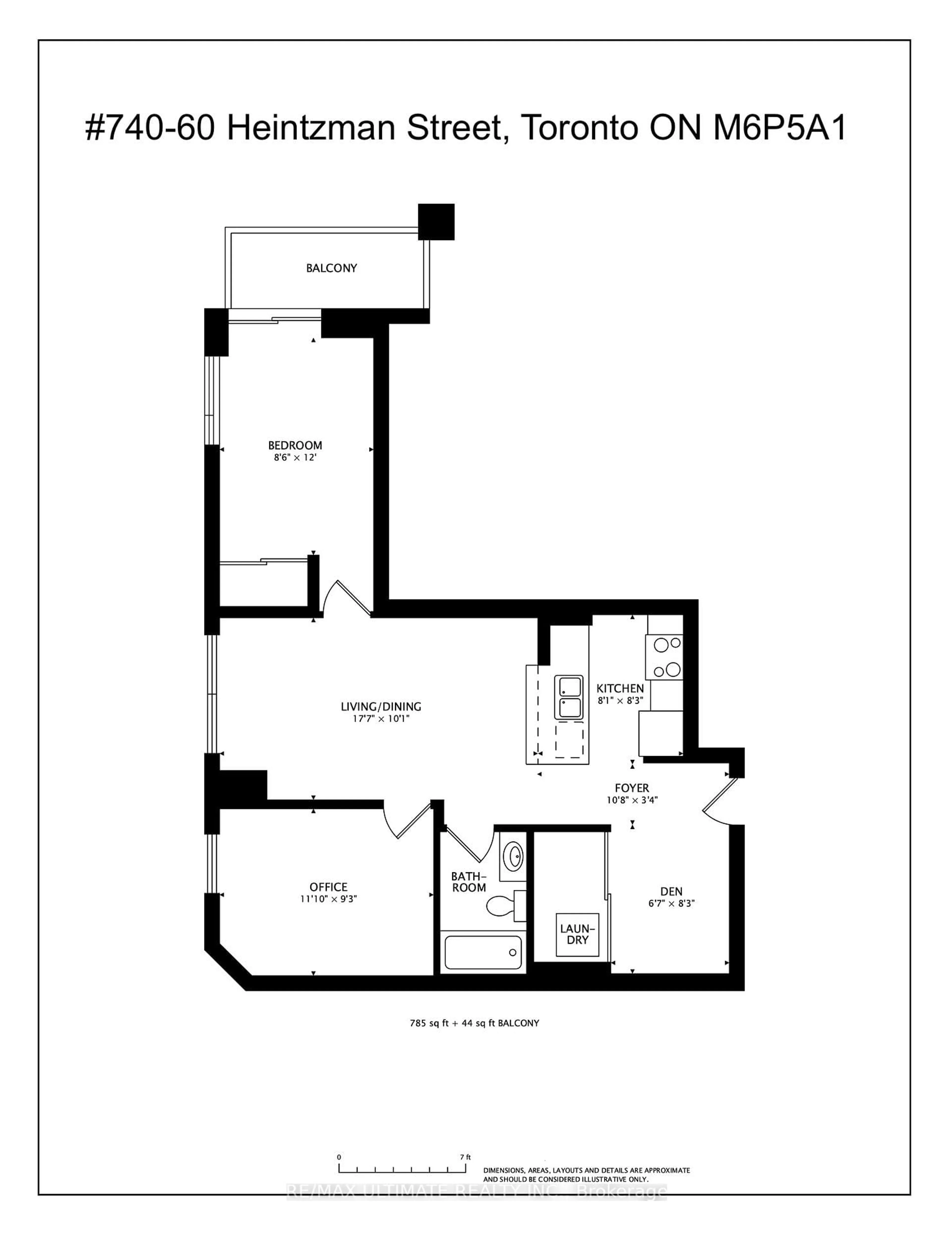 Floor plan for 60 Heintzman St #740, Toronto Ontario M6P 5A1