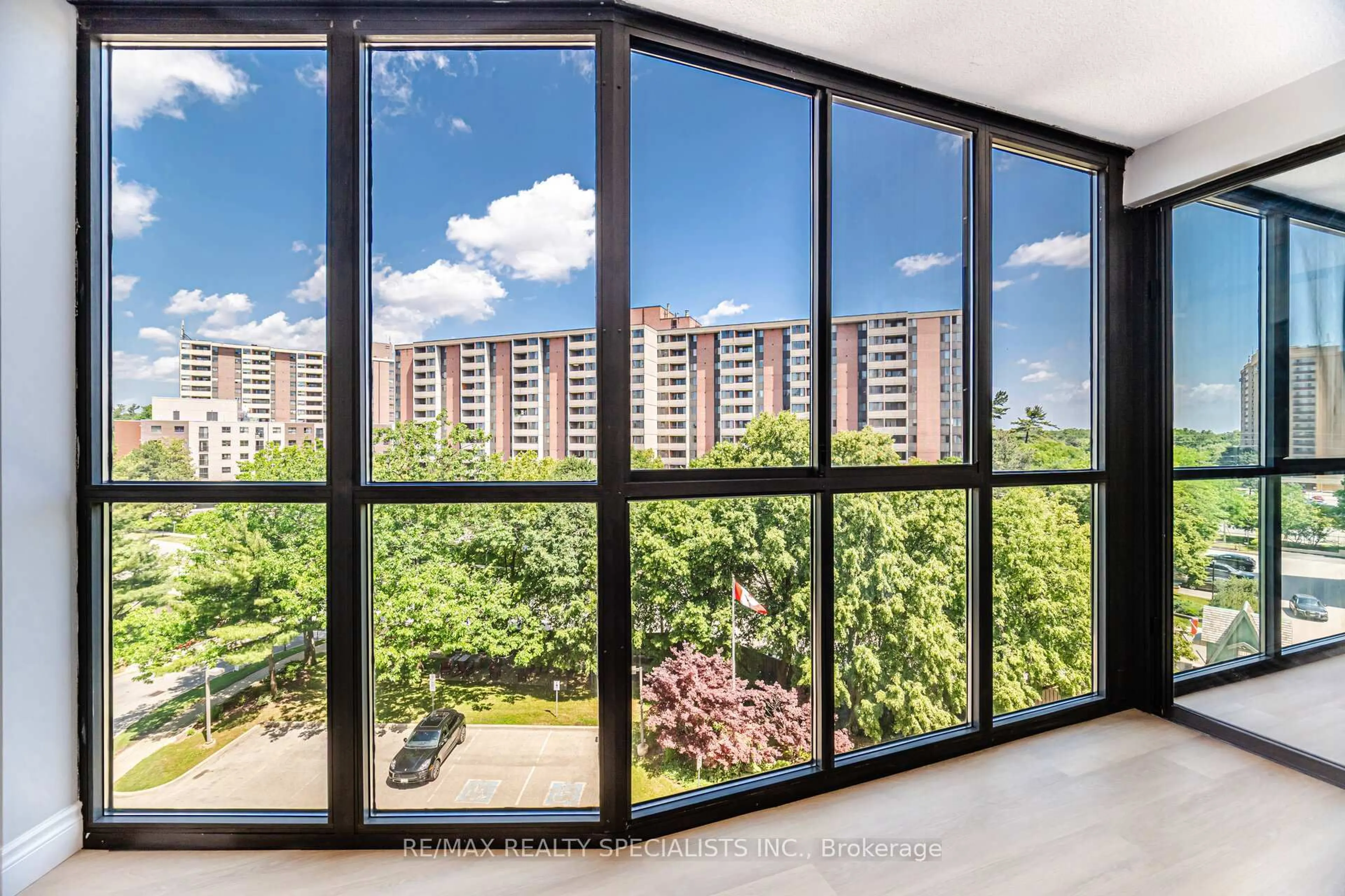 Balcony in the apartment, city buildings view from balcony for 1240 Marlborough Crt #606, Oakville Ontario L6H 3K7