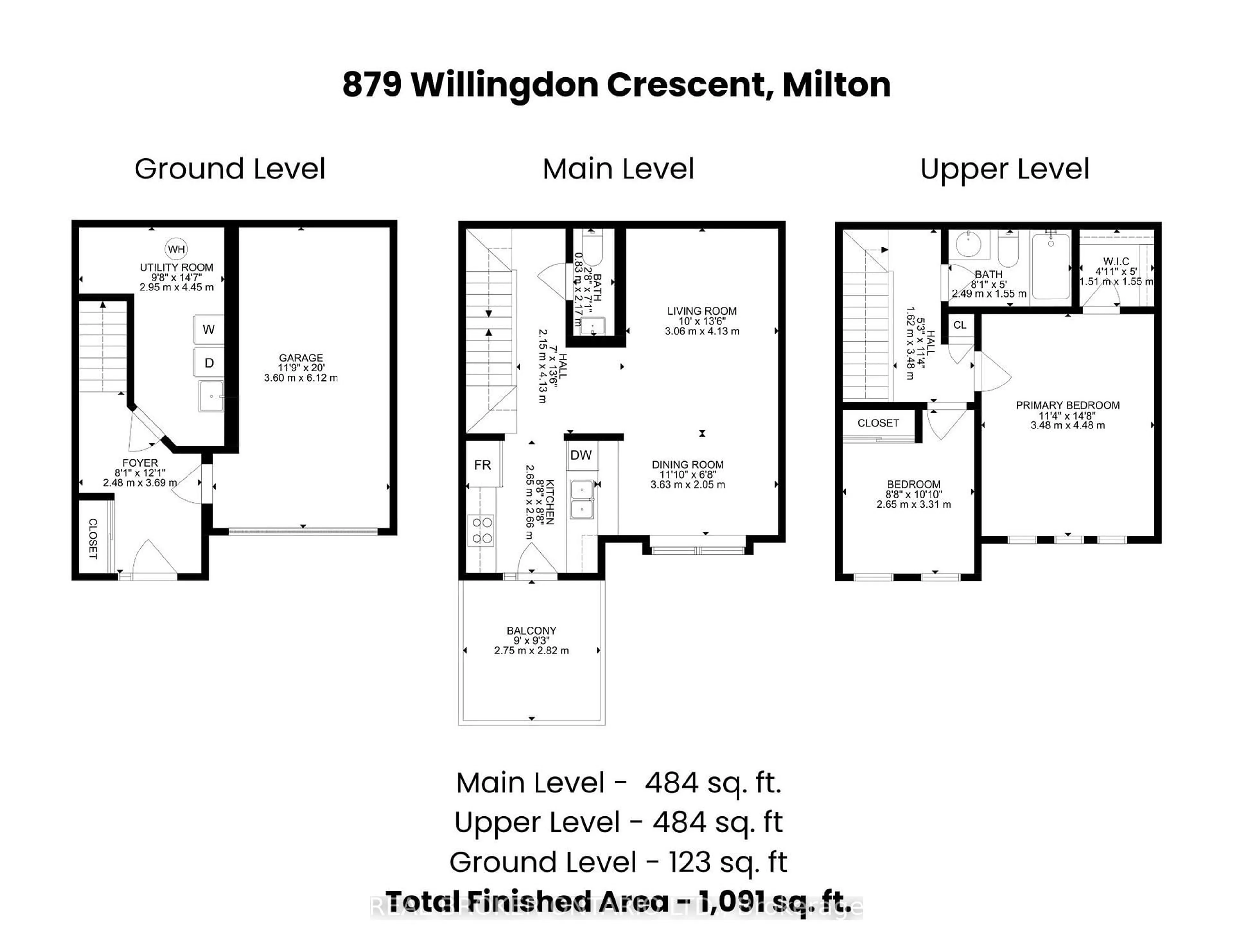 Floor plan for 879 Willingdon Cres, Milton Ontario L9T 0Z7