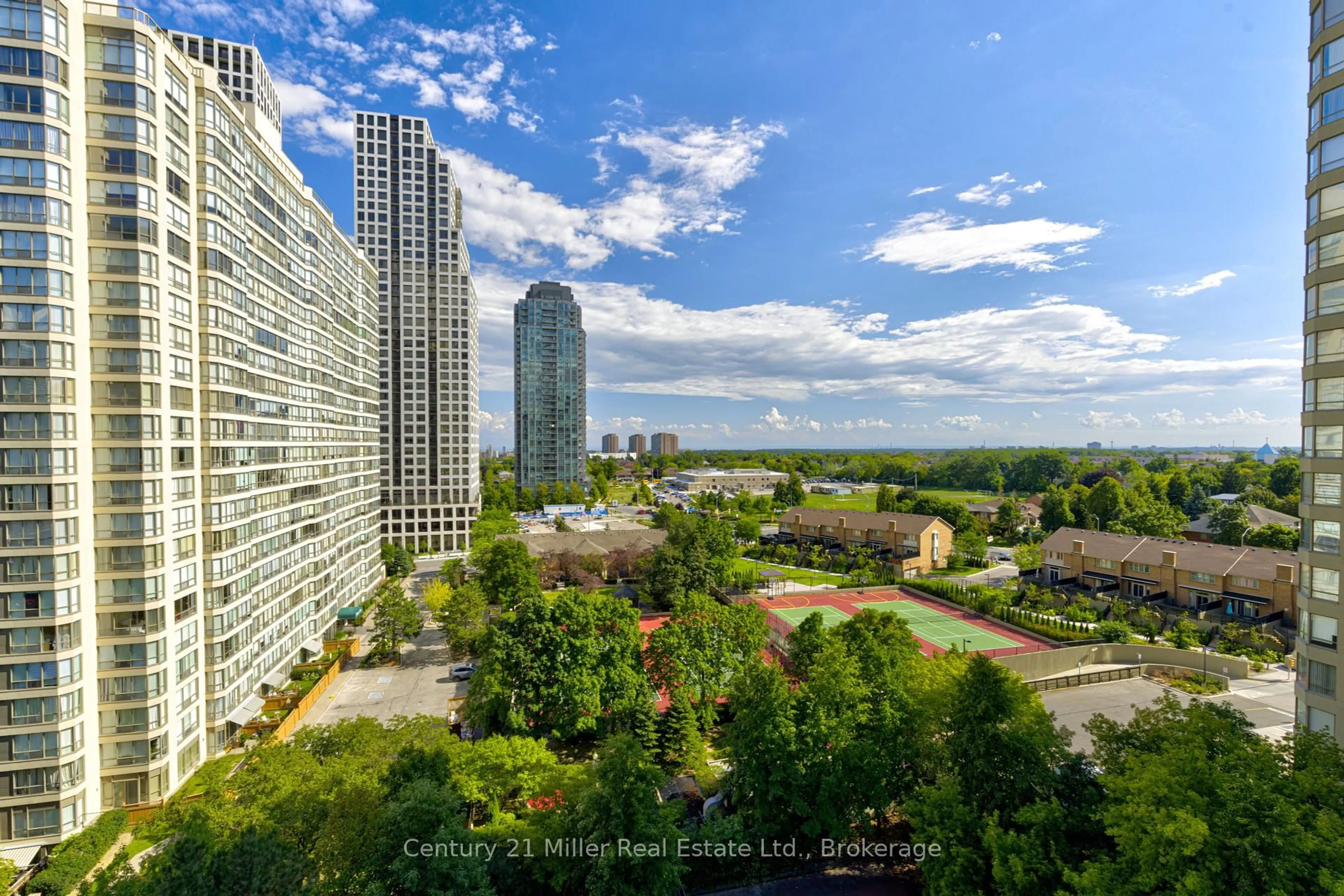 A pic from outside/outdoor area/front of a property/back of a property/a pic from drone, city buildings view from balcony for 156 Enfield Pl #1210, Mississauga Ontario L5B 4L8