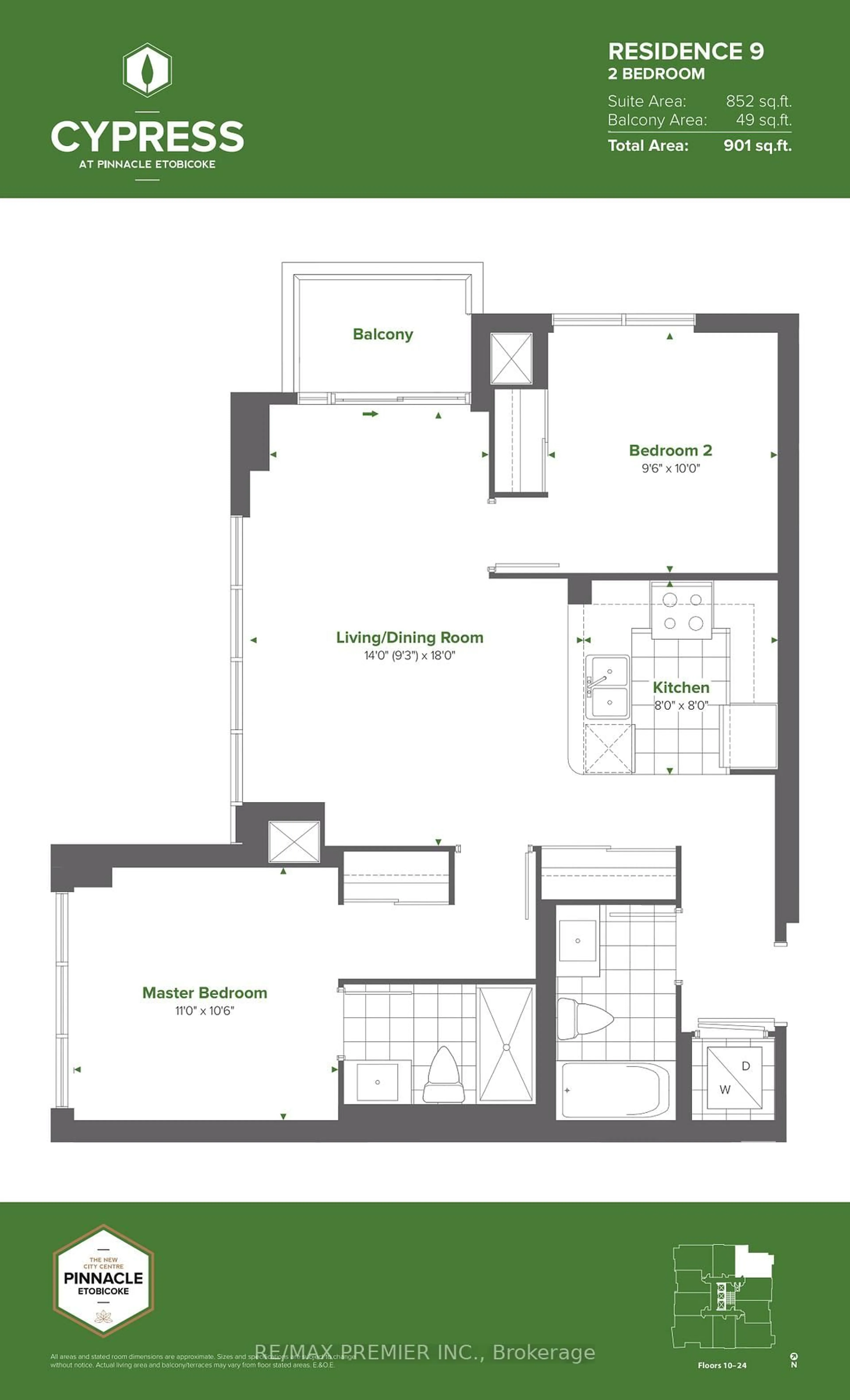 Floor plan for 50 Thomas Riley Rd #2409, Toronto Ontario M9B 0C5