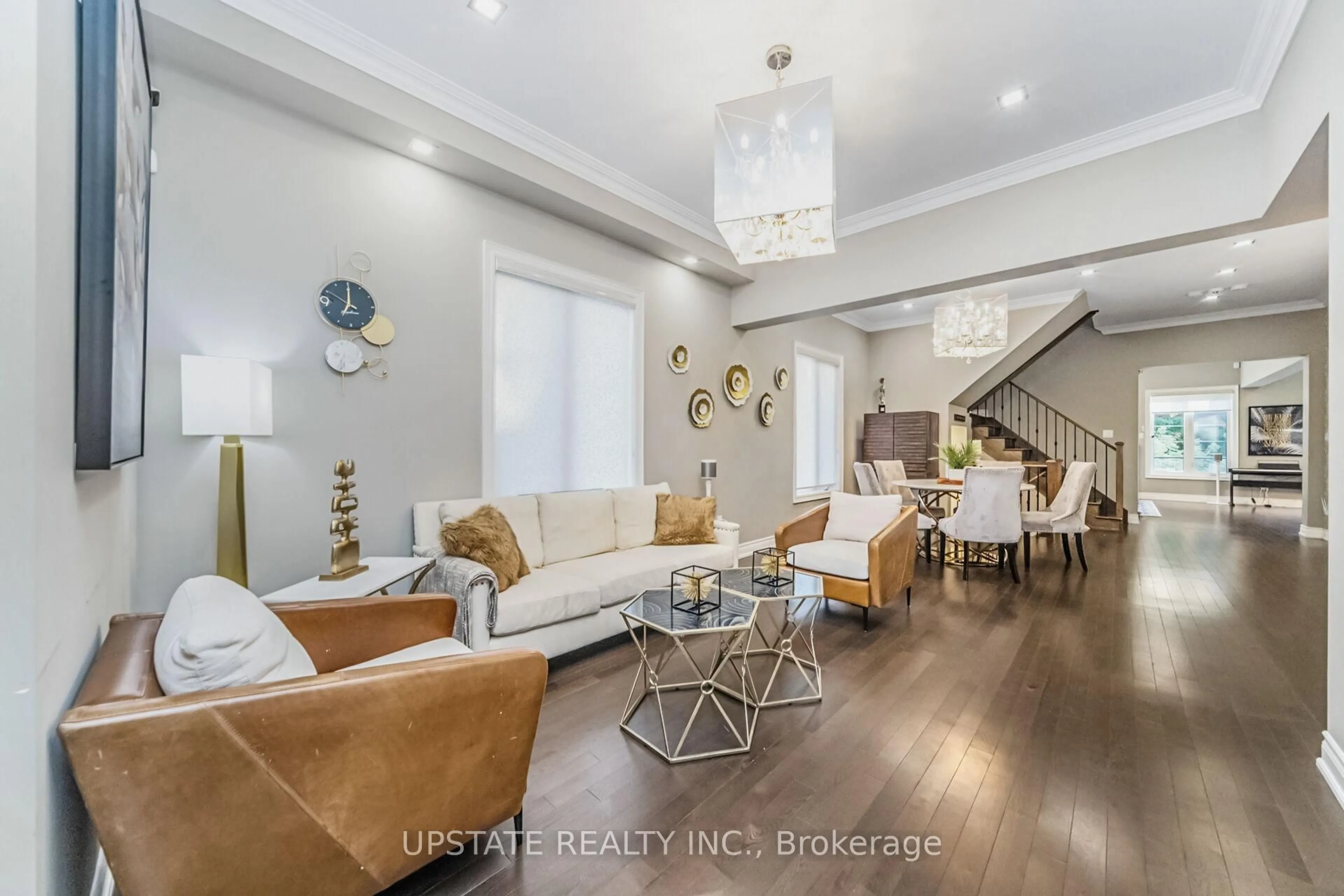 Living room with furniture, wood/laminate floor for 10 VINEYARD Dr, Brampton Ontario L6Y 2A5