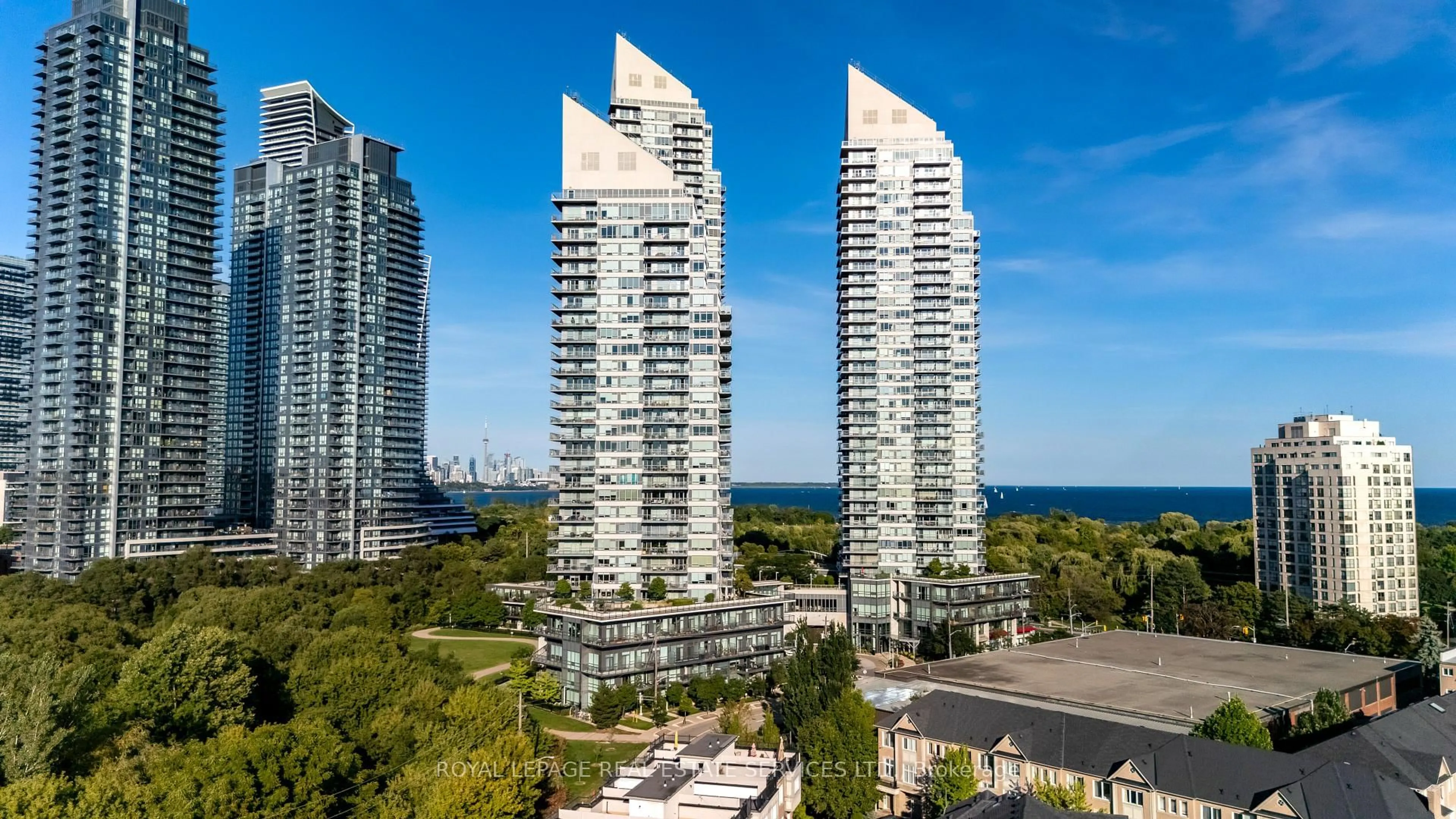 A pic from outside/outdoor area/front of a property/back of a property/a pic from drone, city buildings view from balcony for 15 Legion Rd #1105, Toronto Ontario M8V 0A9