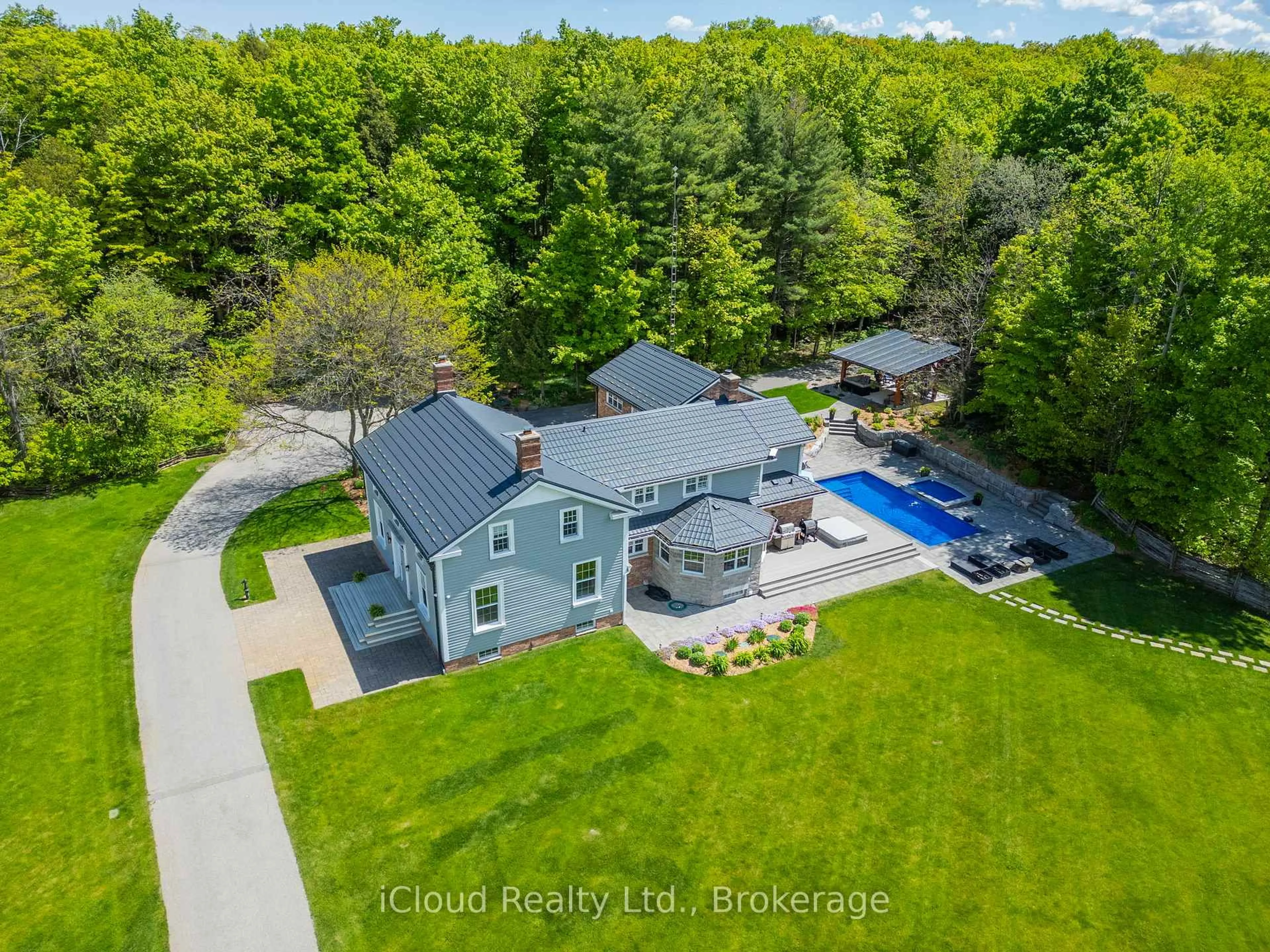 A pic from outside/outdoor area/front of a property/back of a property/a pic from drone, water/lake/river/ocean view for 13232 Fifth Line, Milton Ontario N0B 2K0