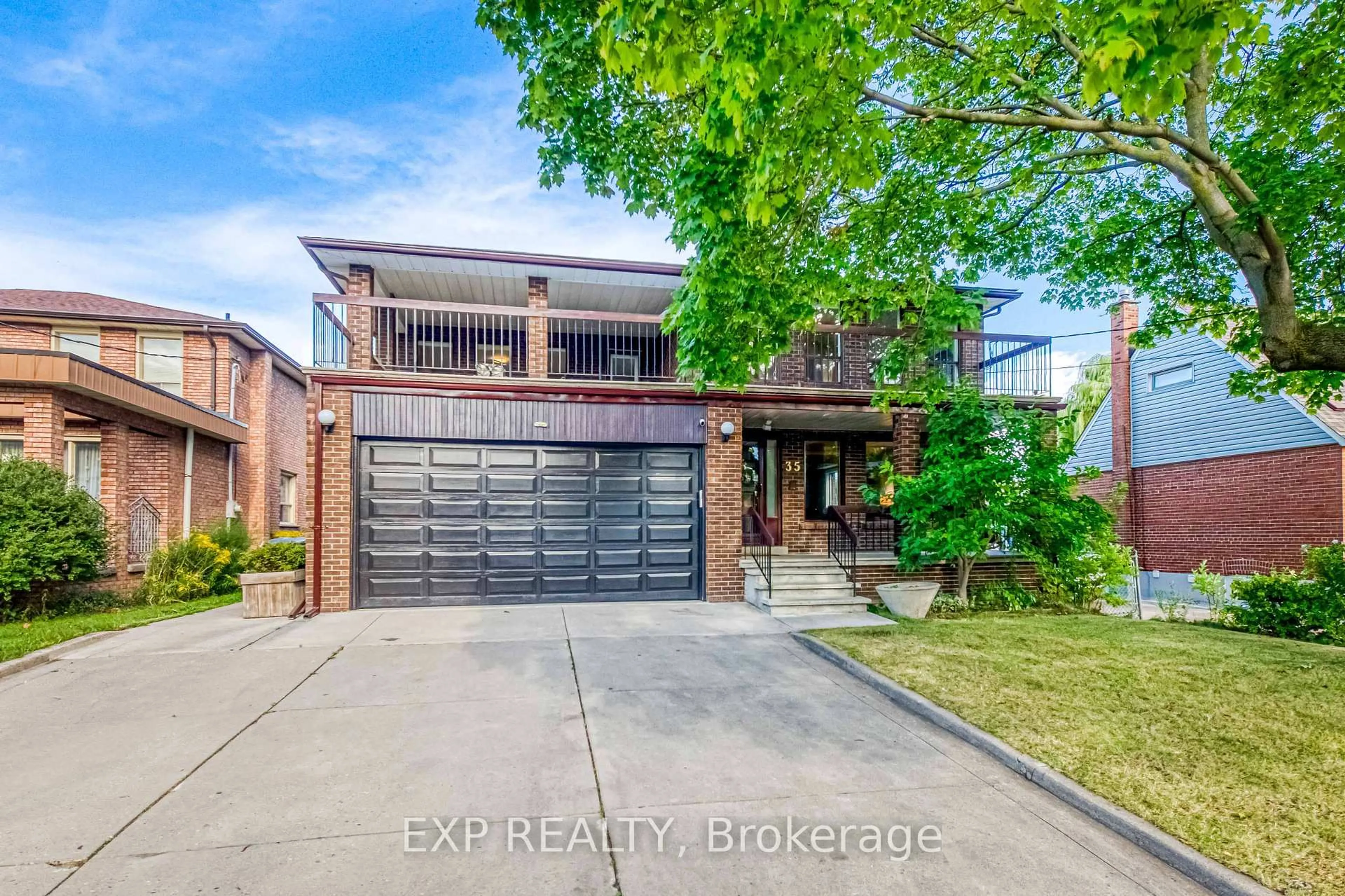 Home with brick exterior material, street for 35 Highland Hill, Toronto Ontario M6A 2P7