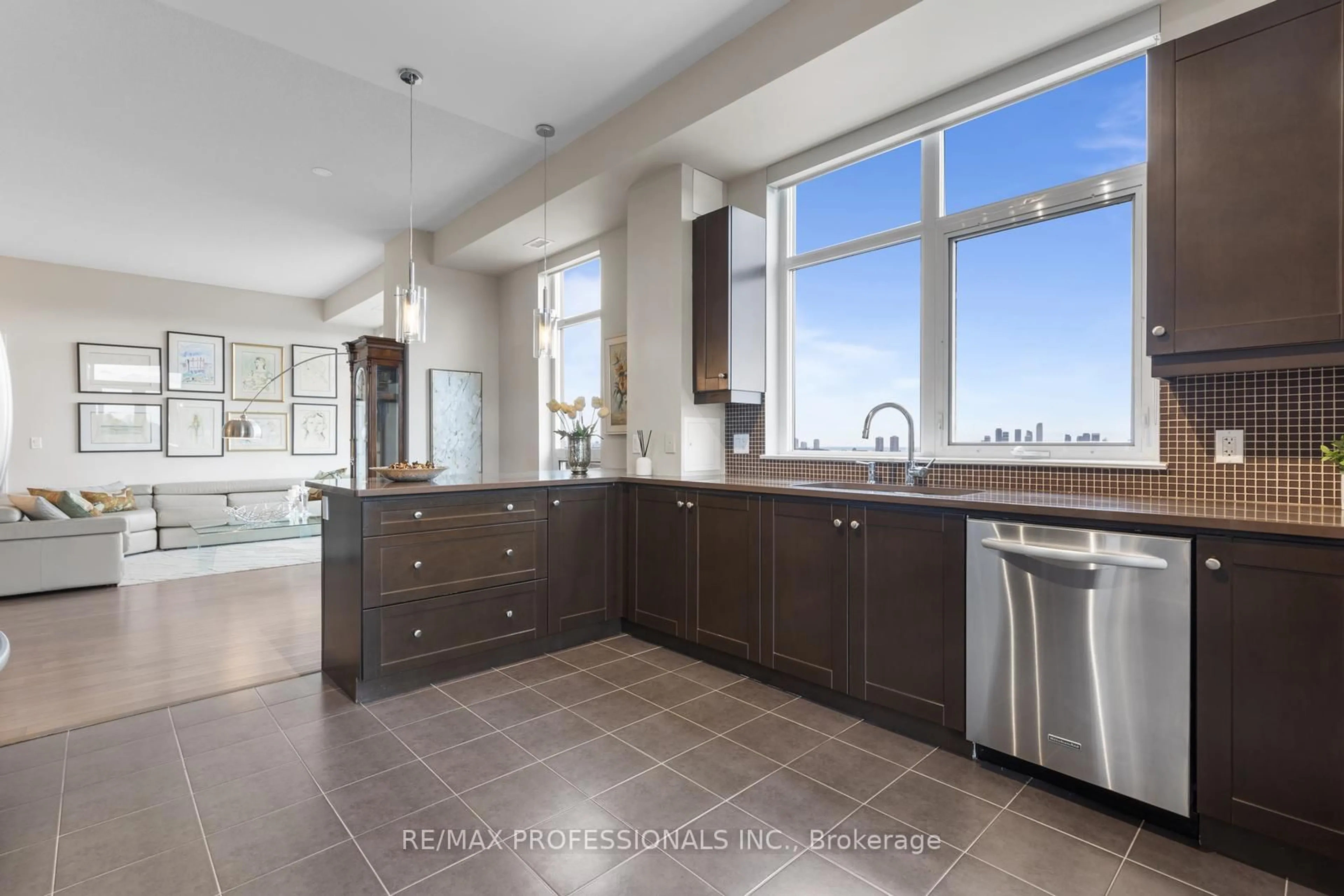 Contemporary kitchen, ceramic/tile floor for 1135 Royal York Rd #1203, Toronto Ontario M9A 0C3