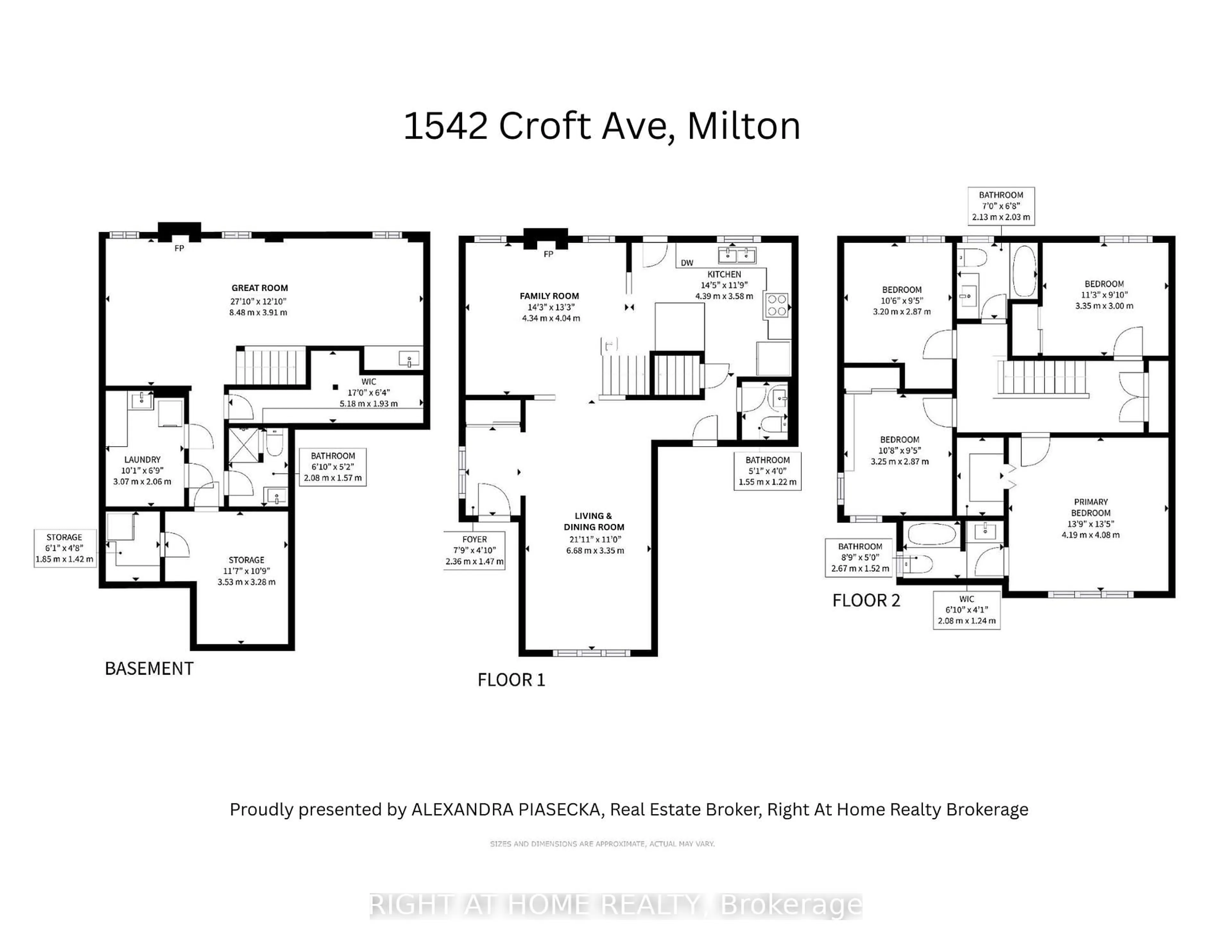Floor plan for 1542 Croft Ave, Milton Ontario L9T 5K9