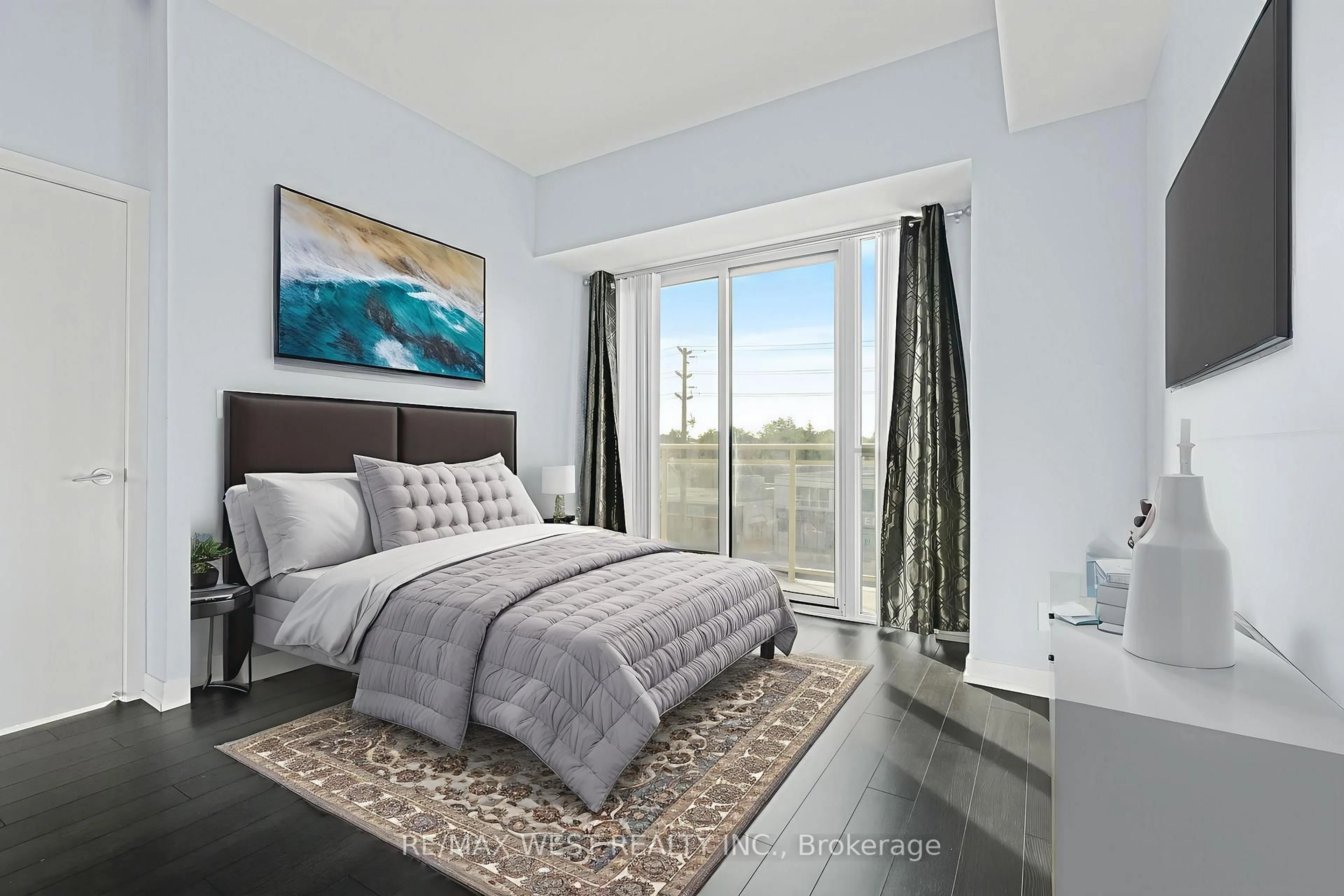 Bedroom with bed, unknown for 5101 Dundas St #310, Toronto Ontario M9A 5G8