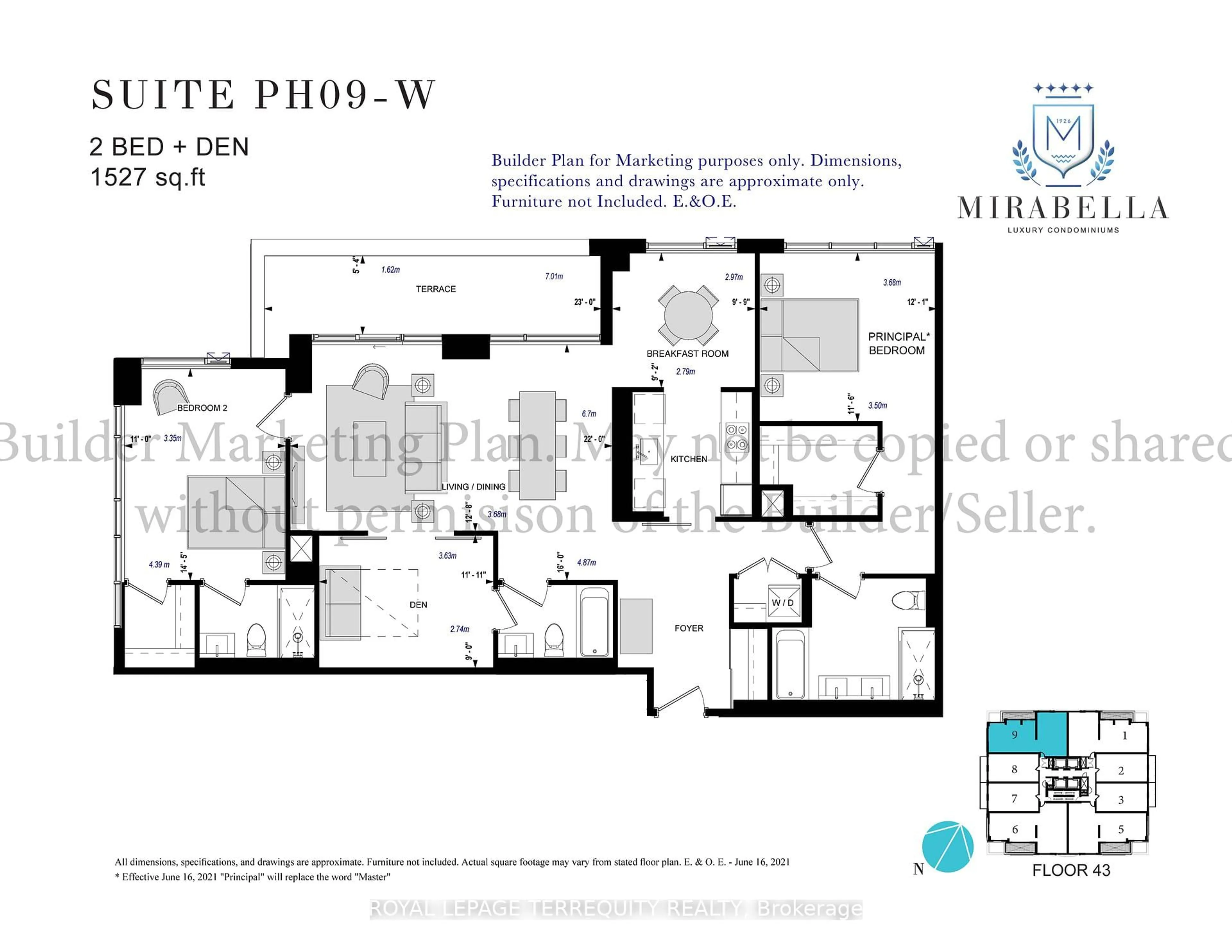 Floor plan for 1928 Lake Shore Blvd #PH09, Toronto Ontario M6S 0B1