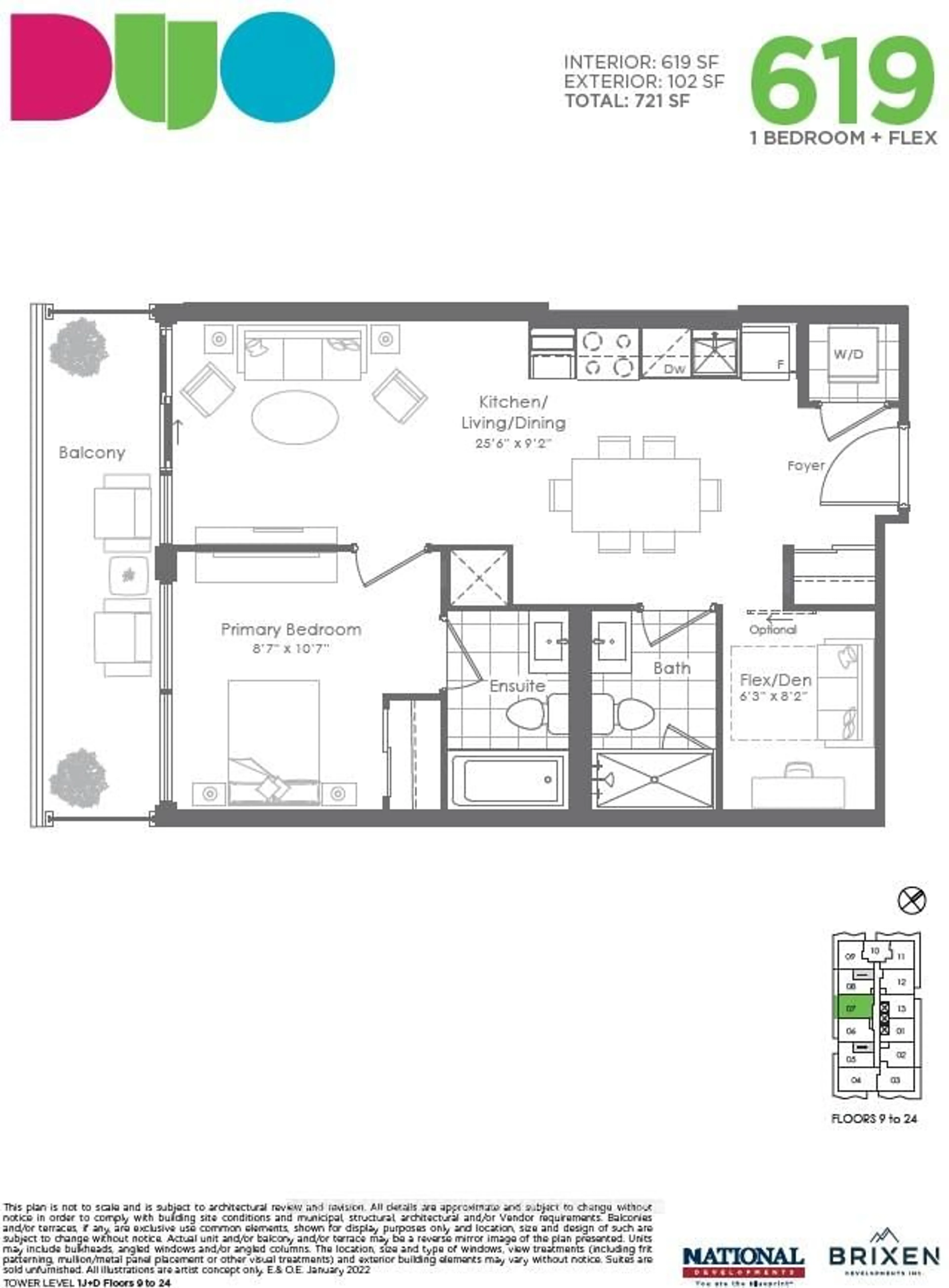 Floor plan for 260 Malta Ave #2207, Brampton Ontario L6Y 6L7