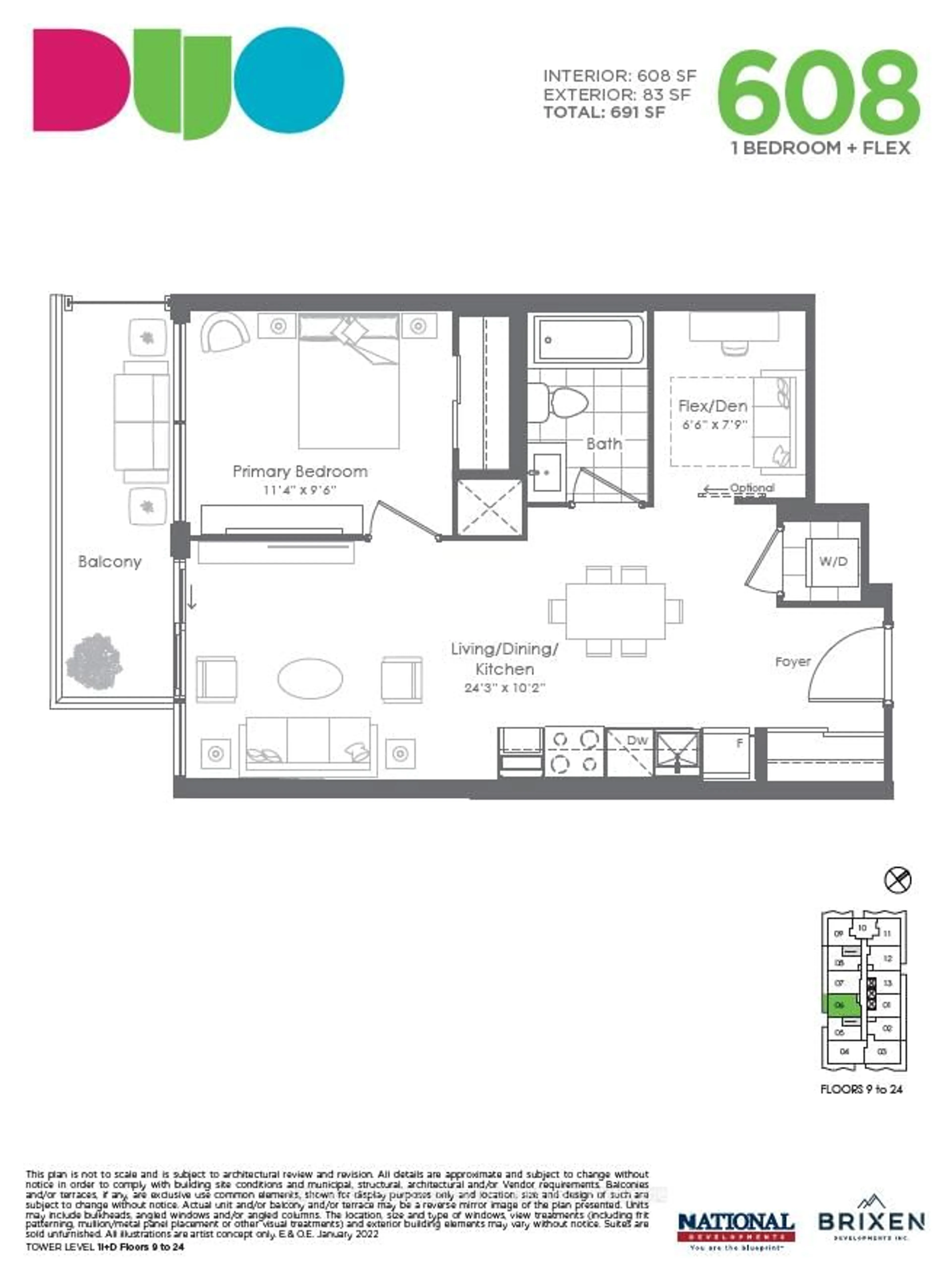 Floor plan for 260 Malta Ave #2606, Brampton Ontario L6Y 6L7
