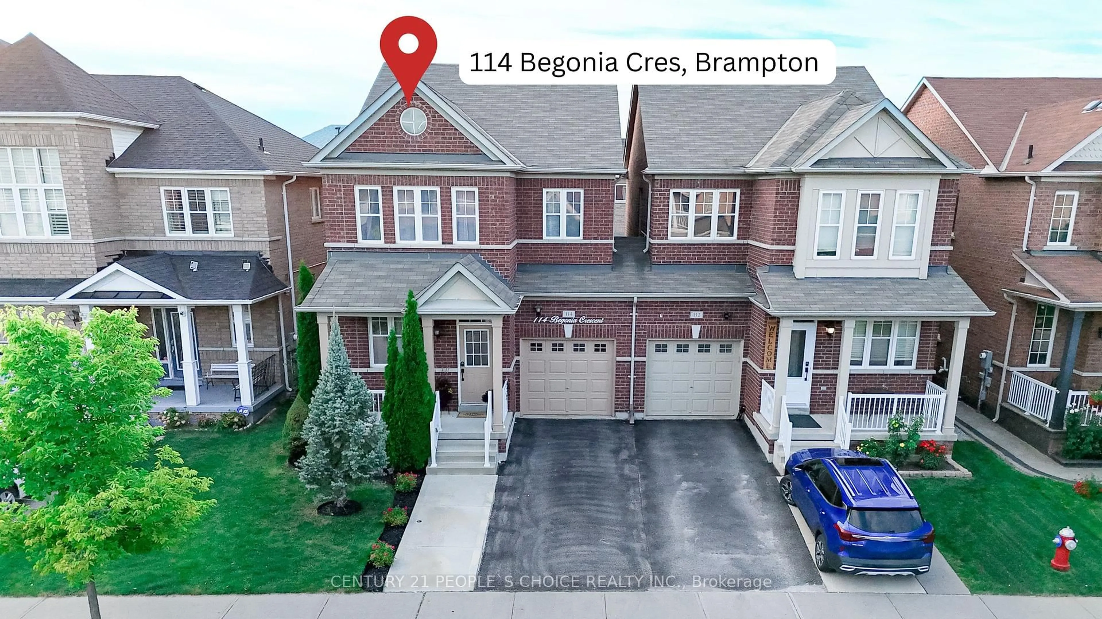 A pic from outside/outdoor area/front of a property/back of a property/a pic from drone, street for 114 Begonia Cres, Brampton Ontario L7A 0M9