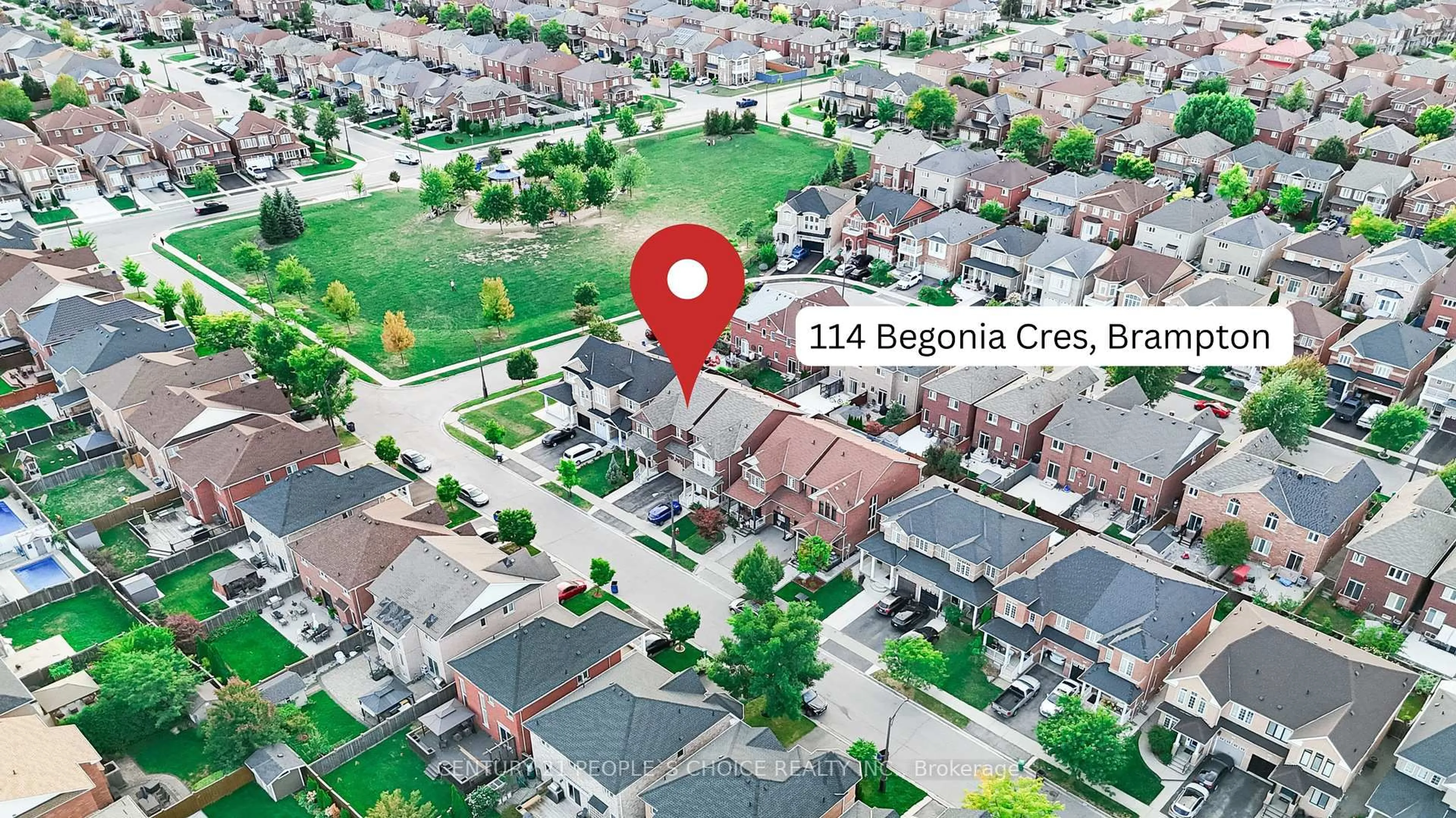 A pic from outside/outdoor area/front of a property/back of a property/a pic from drone, street for 114 Begonia Cres, Brampton Ontario L7A 0M9