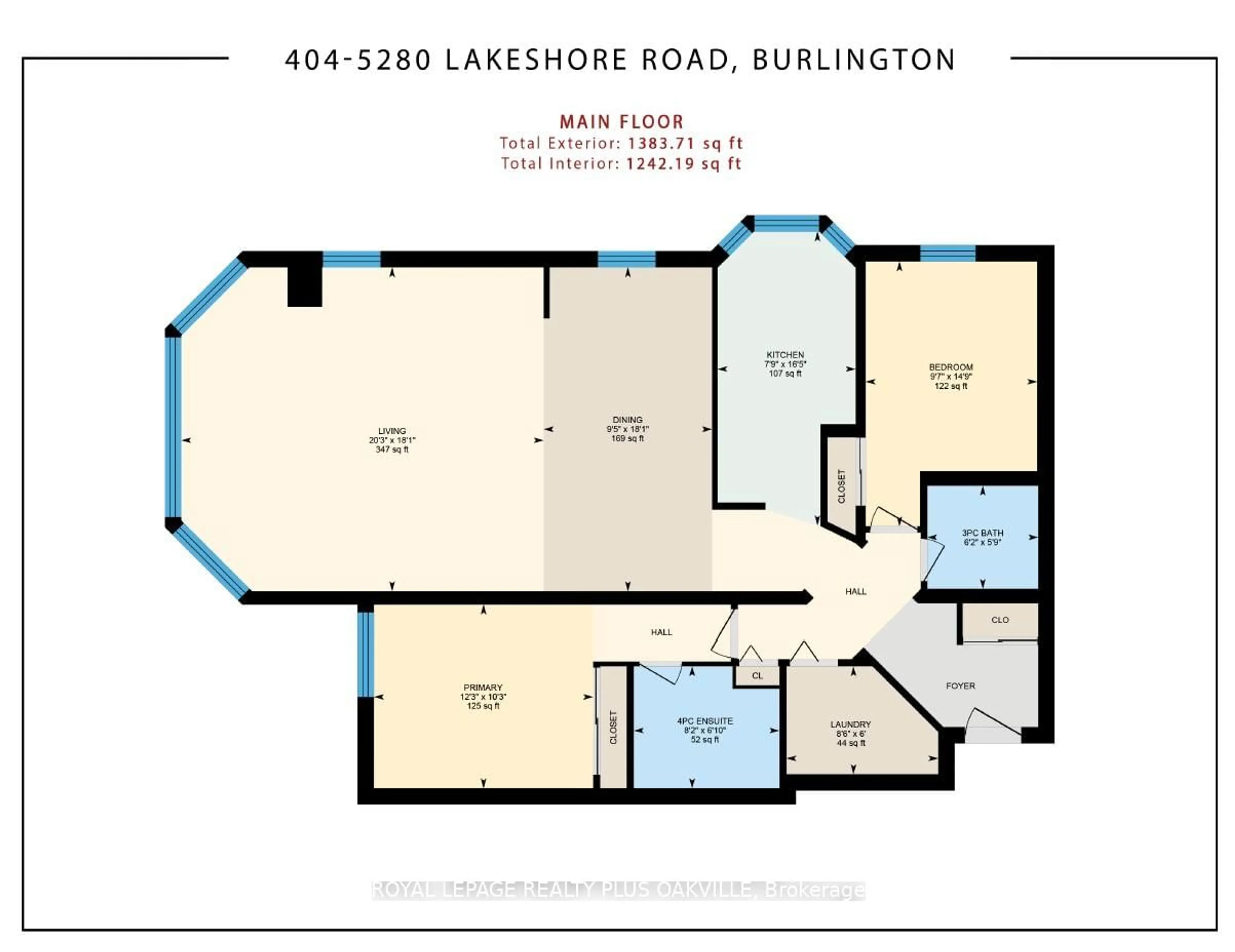 Floor plan for 5280 Lakeshore Rd #404, Burlington Ontario L7L 5R1