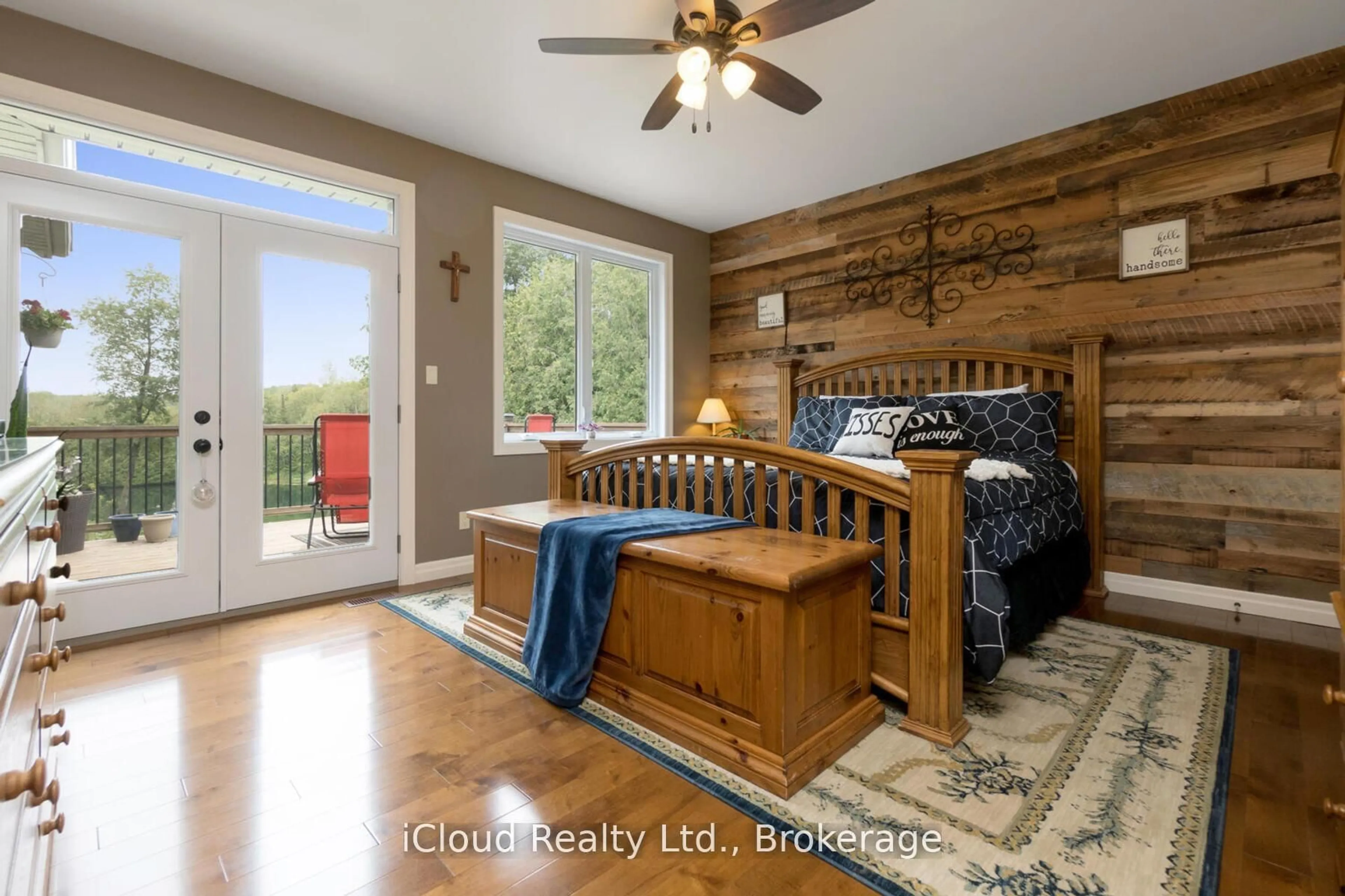 Bedroom with bed, wood/laminate floor for 20341 St Andrews Rd, Caledon Ontario L7K 2E6