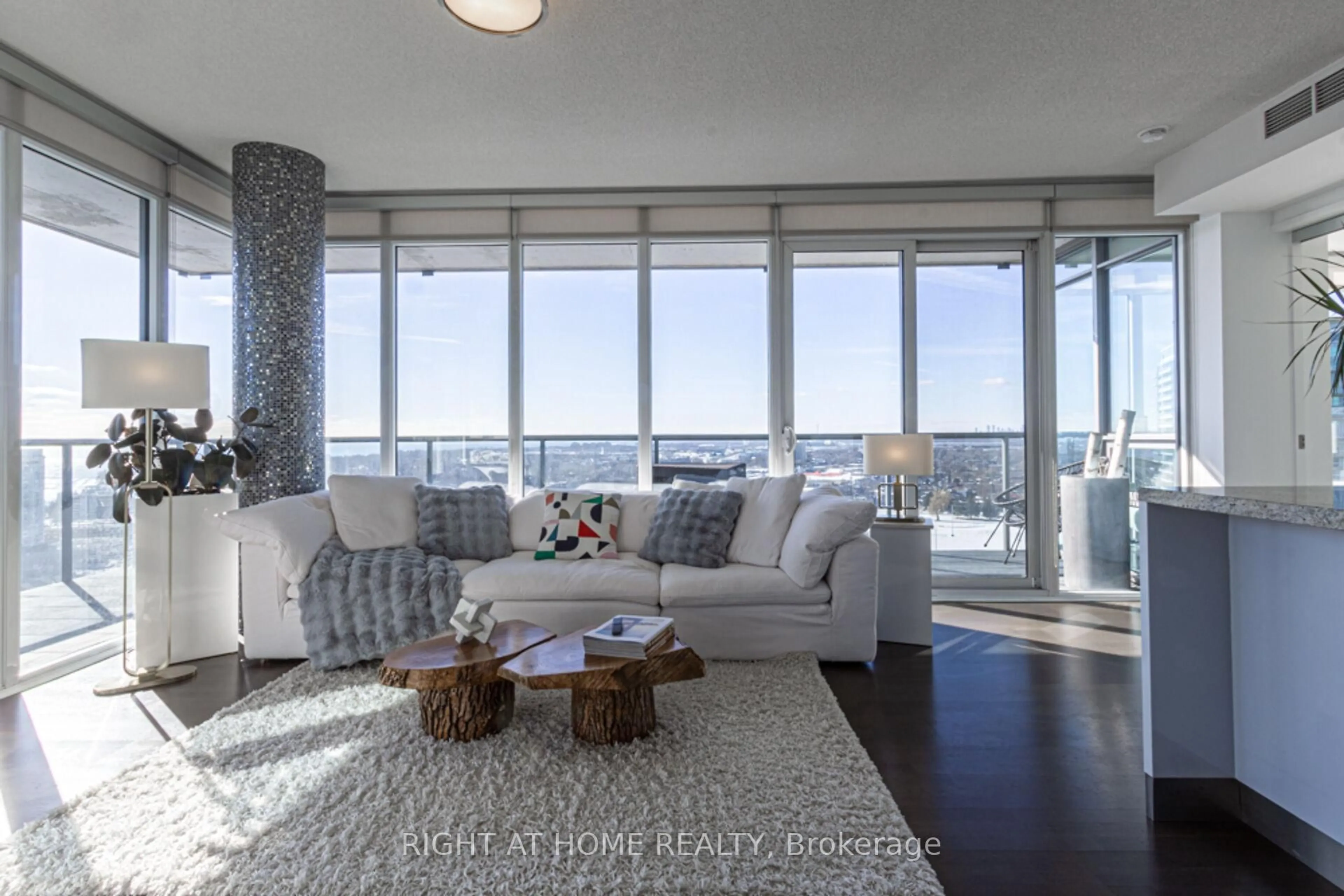 Living room with furniture, unknown for 88 Park Lawn Rd #2605, Toronto Ontario M8Y 0B5