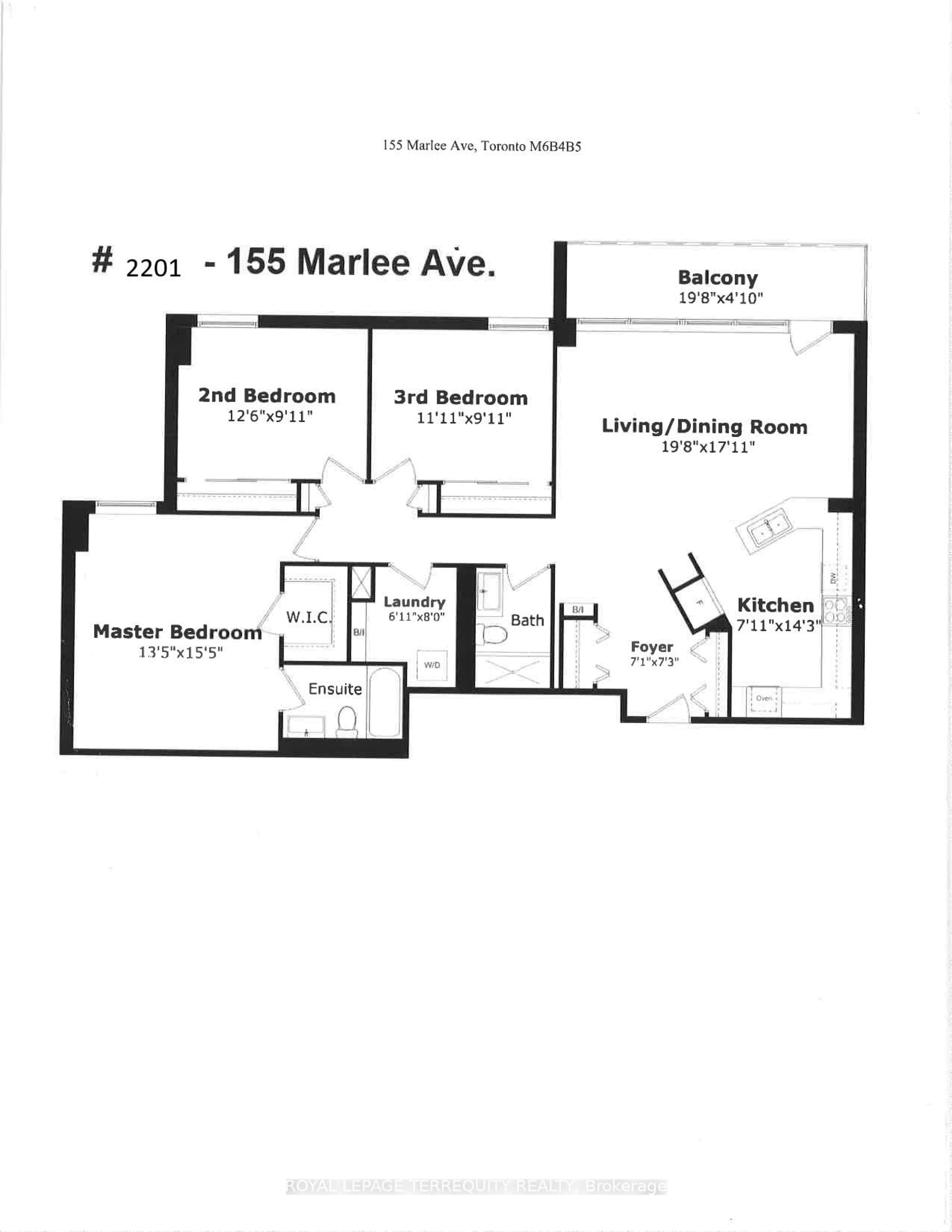 Floor plan for 155 Marlee Ave #2201, Toronto Ontario M6B 4B5
