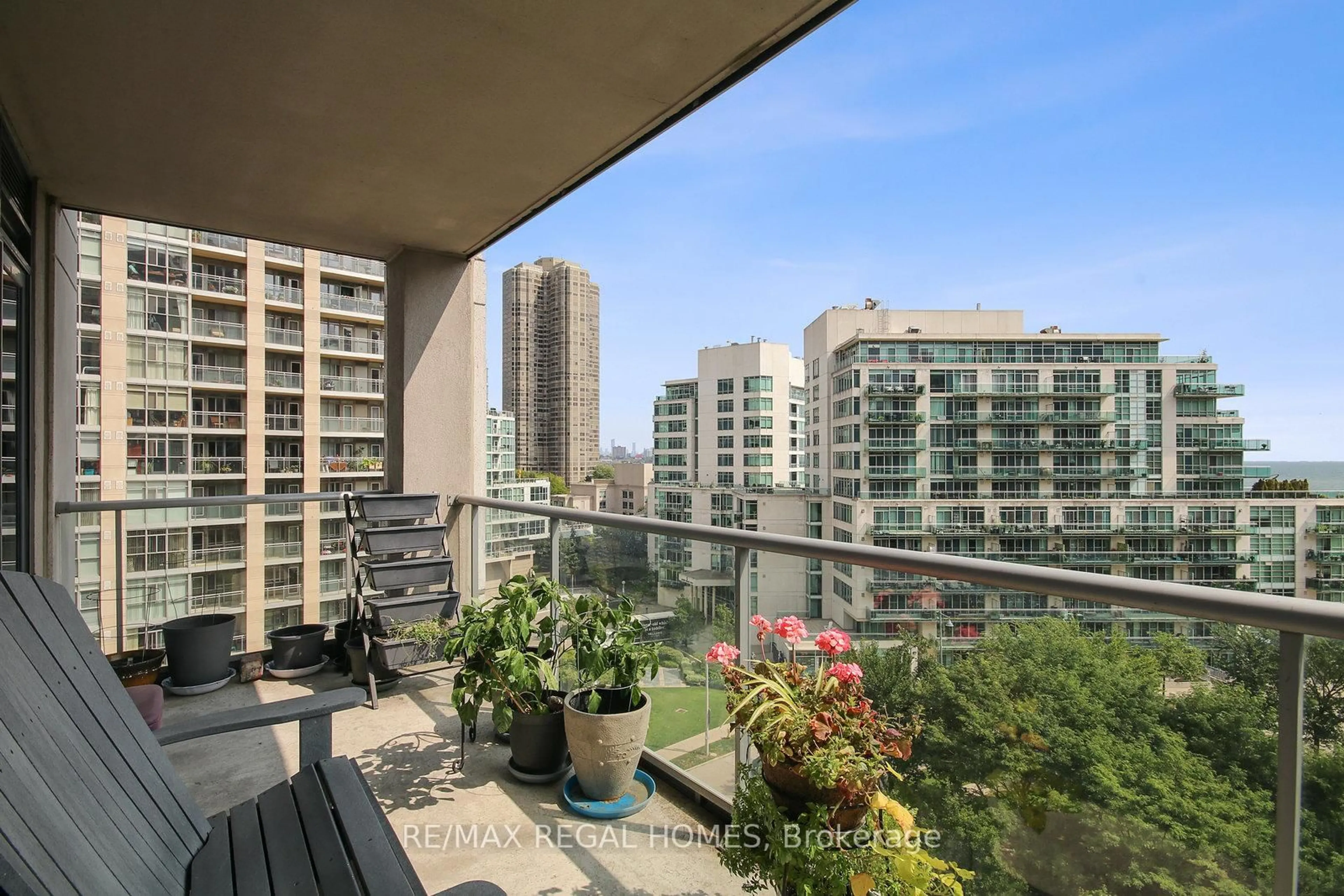 Balcony in the apartment, city buildings view from balcony for 2083 Lake Shore Blvd #710, Toronto Ontario M8V 2Z6