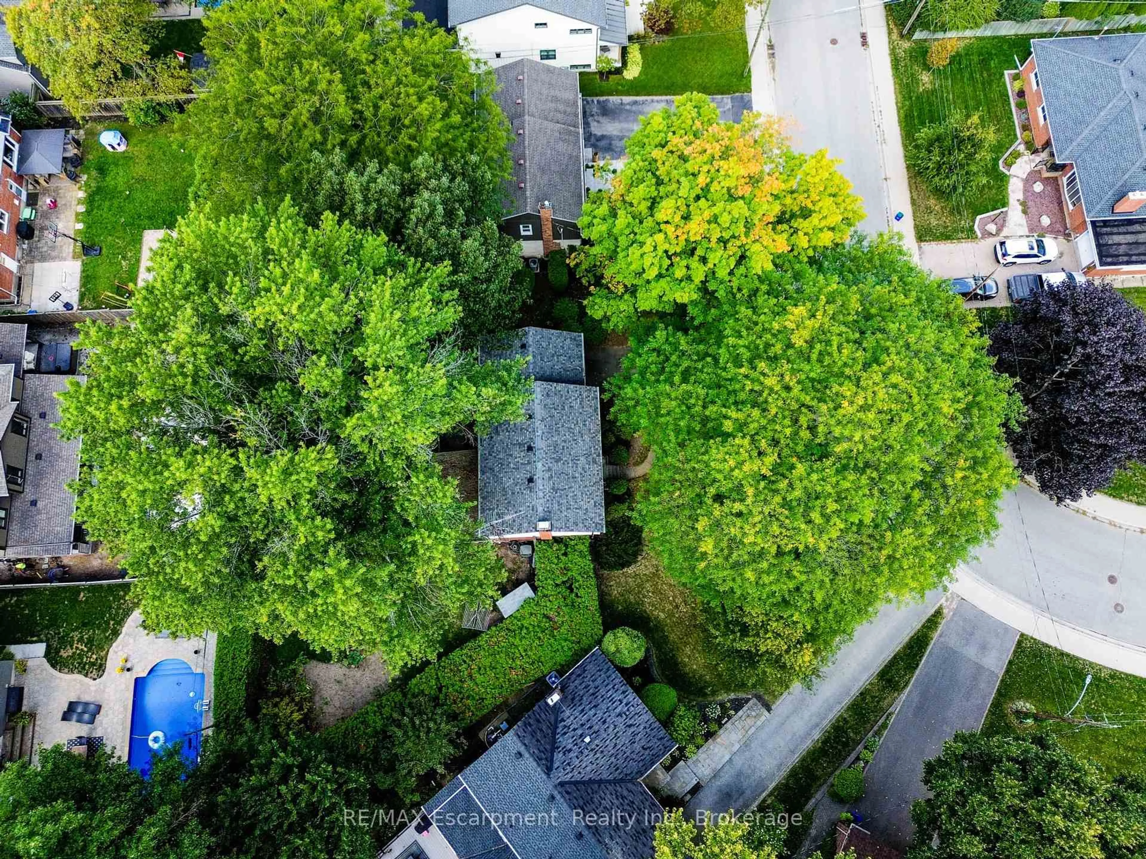A pic from outside/outdoor area/front of a property/back of a property/a pic from drone, forest/trees view for 2198 Yorkshire Cres, Burlington Ontario L7R 1V7
