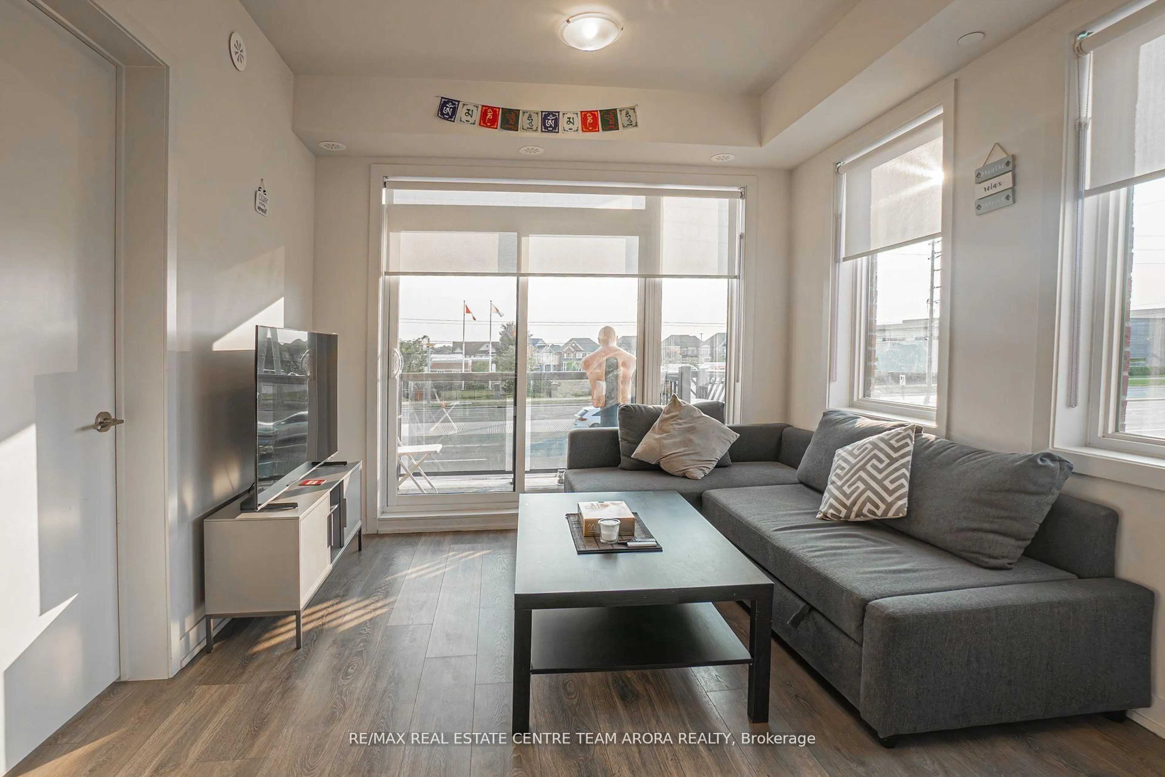 Living room with furniture, wood/laminate floor for 62 Sky Harbour Dr #213, Brampton Ontario L6Y 6J2