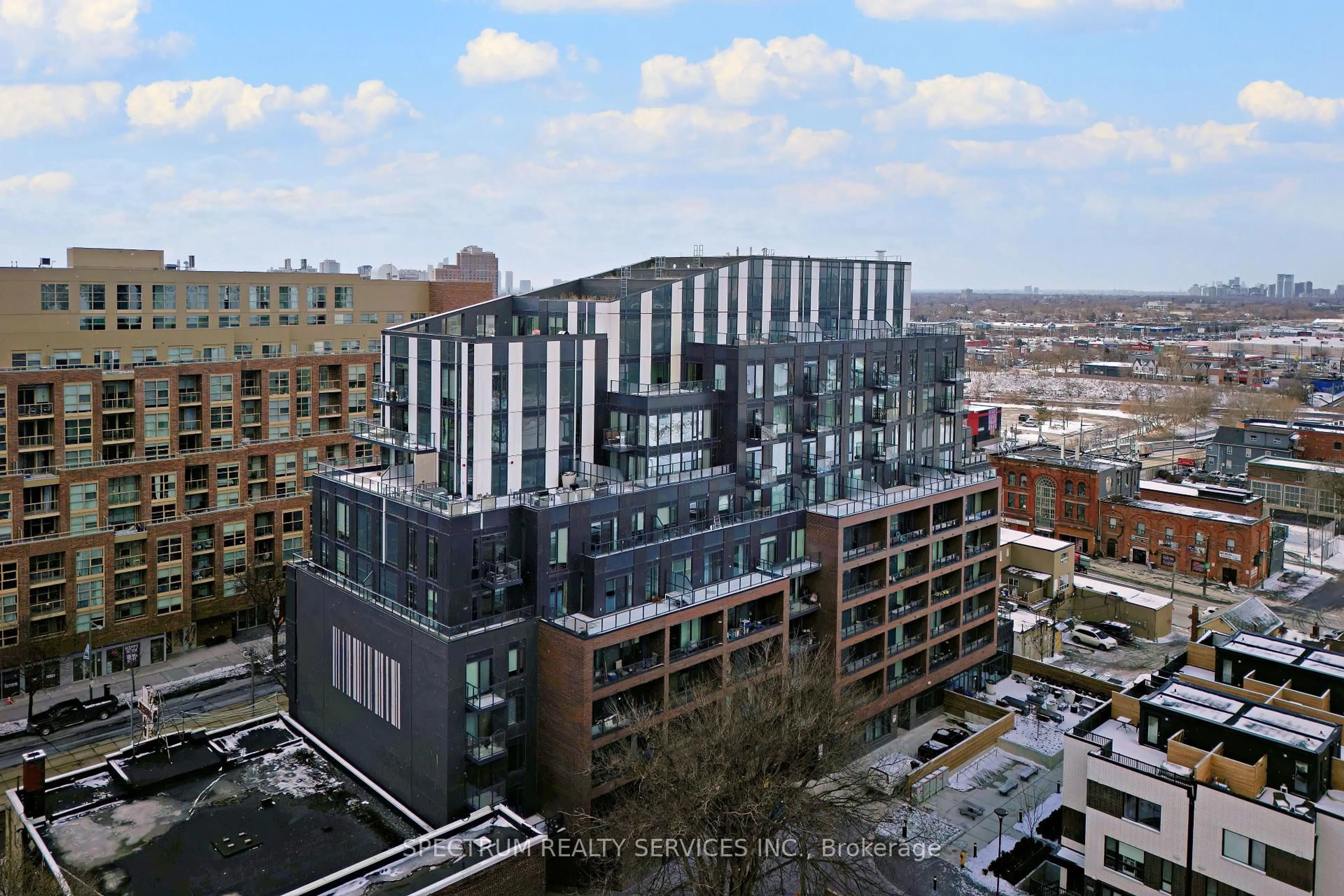 A pic from outside/outdoor area/front of a property/back of a property/a pic from drone, city buildings view from balcony for 1808 St. Clair Ave #215, Toronto Ontario M6N 0C1