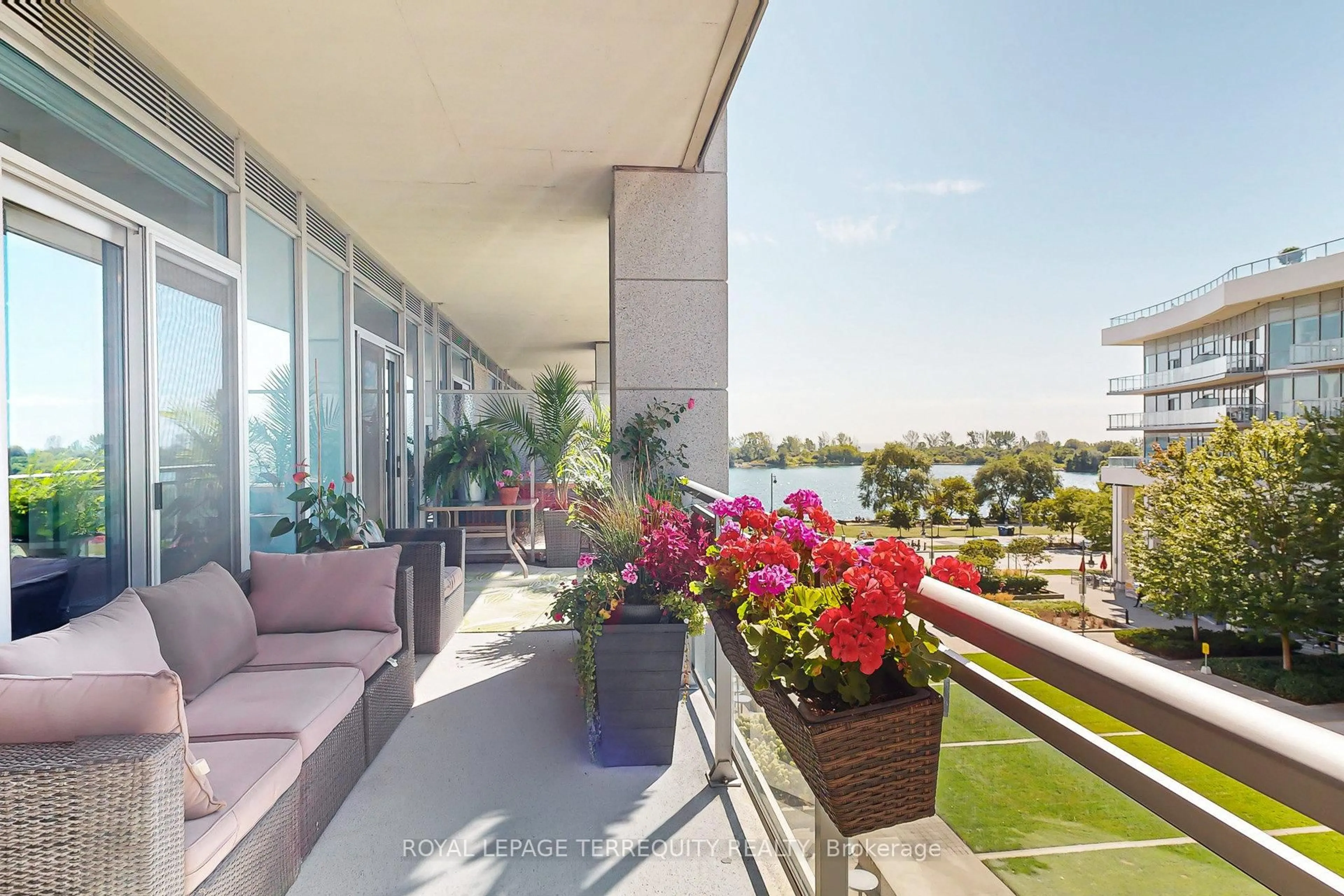 Balcony in the apartment, water/lake/river/ocean view for 58 Marine Parade Dr #320, Toronto Ontario M8V 4G1
