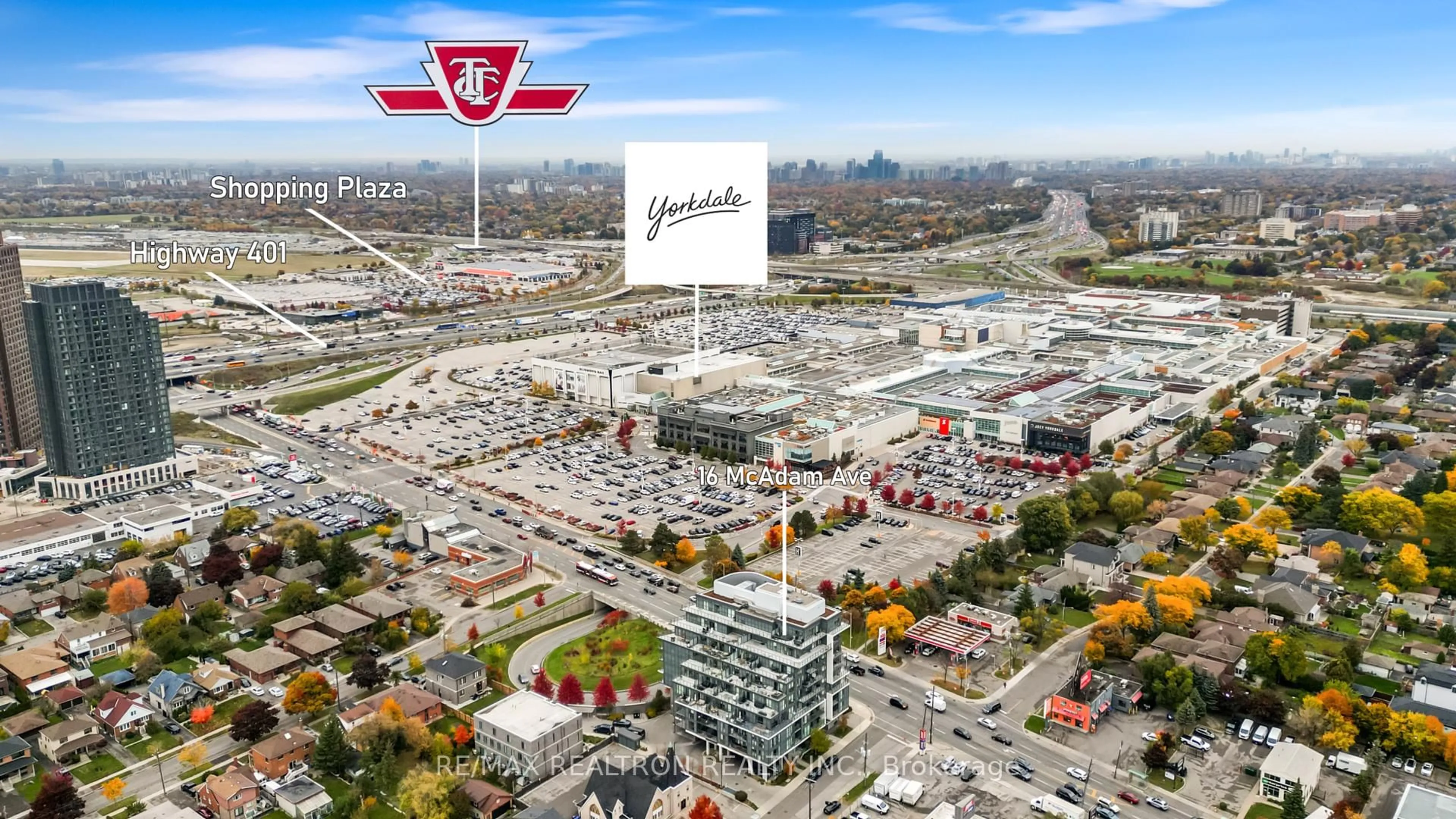A pic from outside/outdoor area/front of a property/back of a property/a pic from drone, city buildings view from balcony for 16 Mcadam Ave #310, Toronto Ontario M6A 0B9