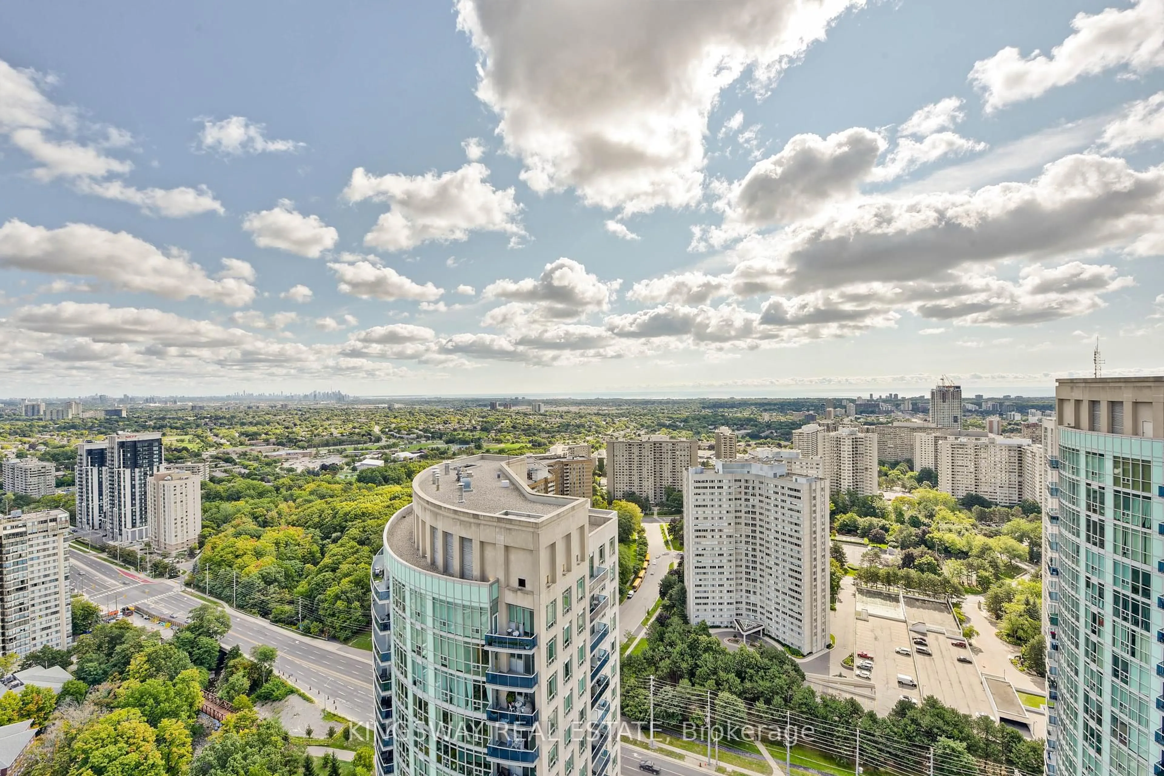 A pic from outside/outdoor area/front of a property/back of a property/a pic from drone, city buildings view from balcony for 80 Absolute Ave #3404, Mississauga Ontario L4Z 0A5