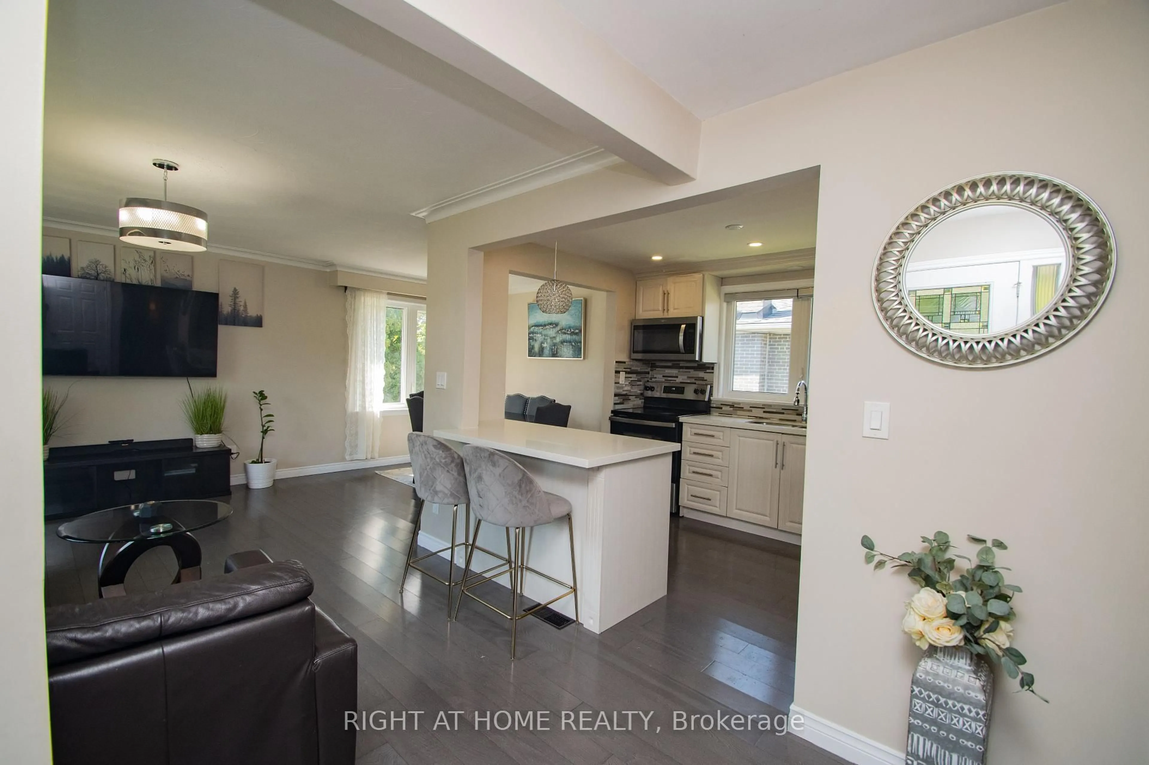 Open concept kitchen, ceramic/tile floor for 65 Bridgenorth Cres, Toronto Ontario M9V 2M5
